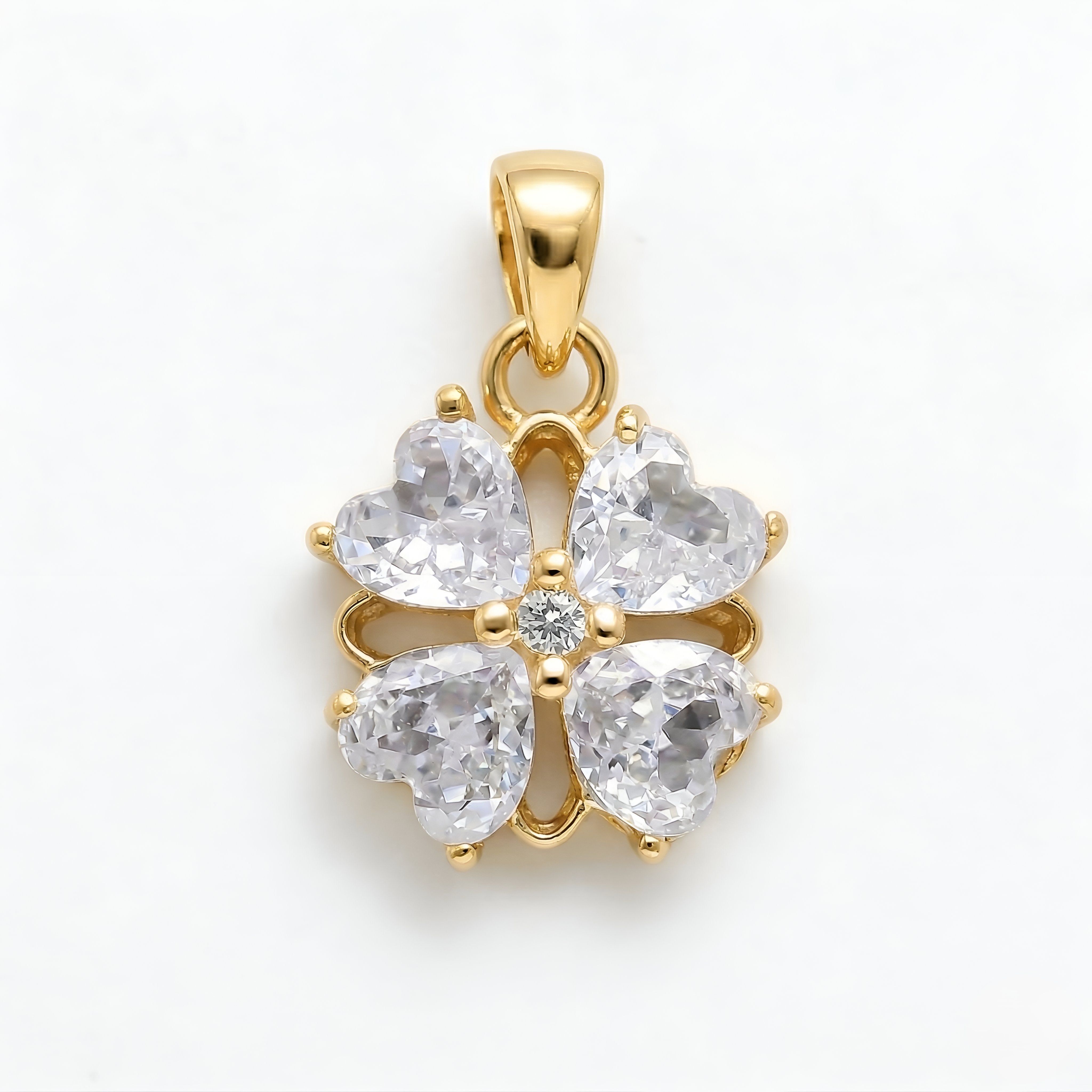 925 Silver Heart Cluster Floral Pendant