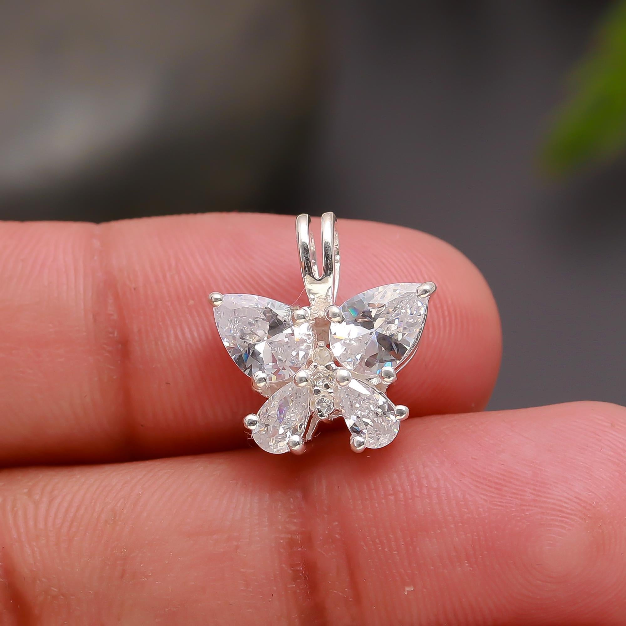 Sterling Silver Dainty Statement Butterfly CZ Charm