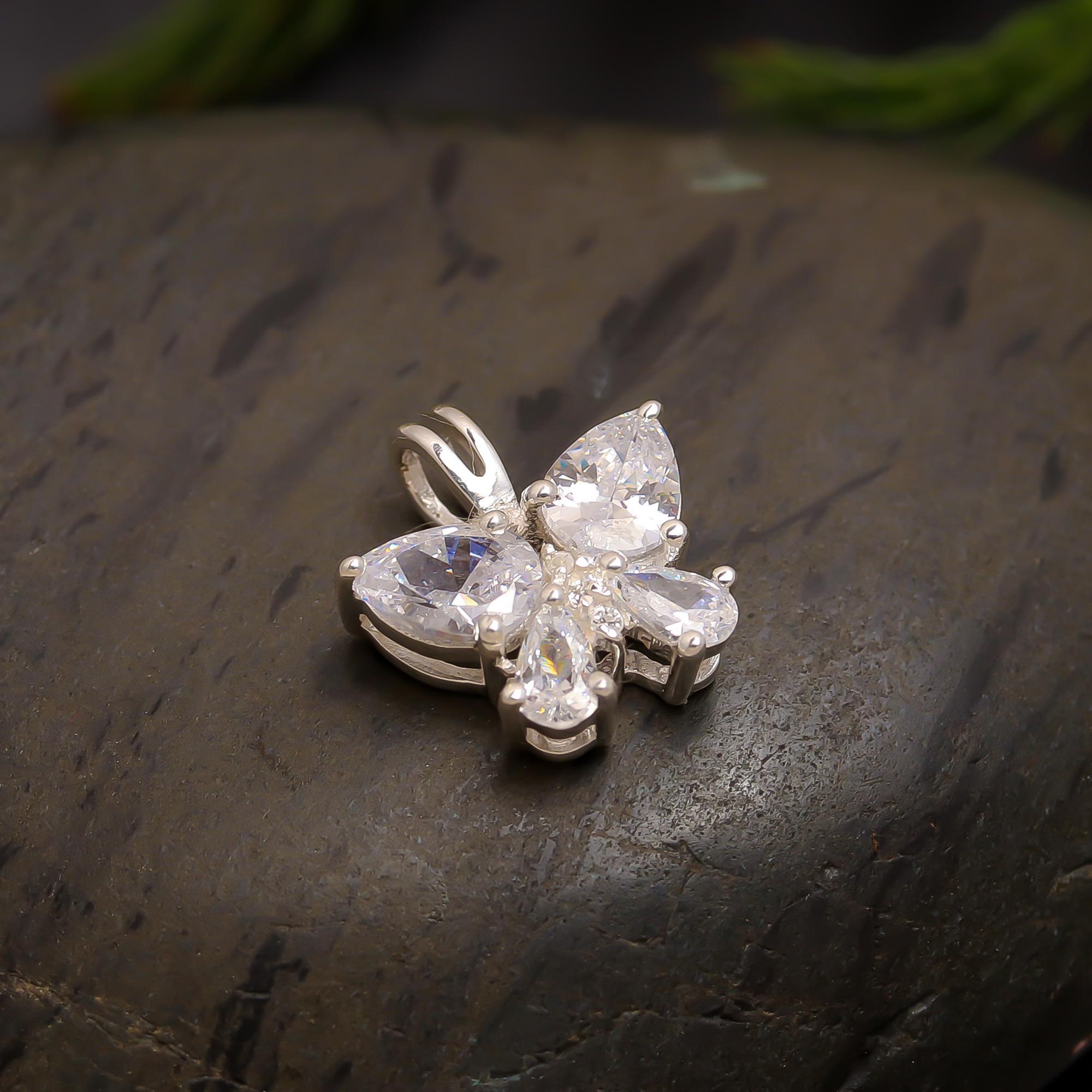Sterling Silver Dainty Statement Butterfly CZ Charm