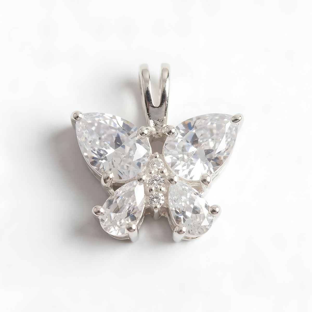 Sterling Silver Dainty Statement Butterfly CZ Charm