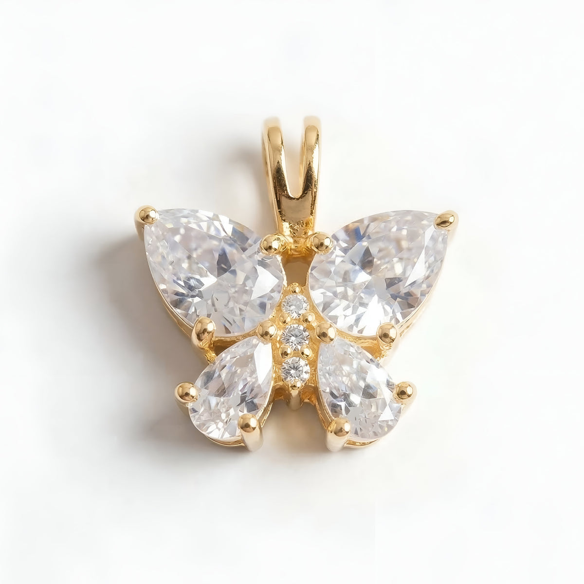 Sterling Silver Dainty Statement Butterfly CZ Charm