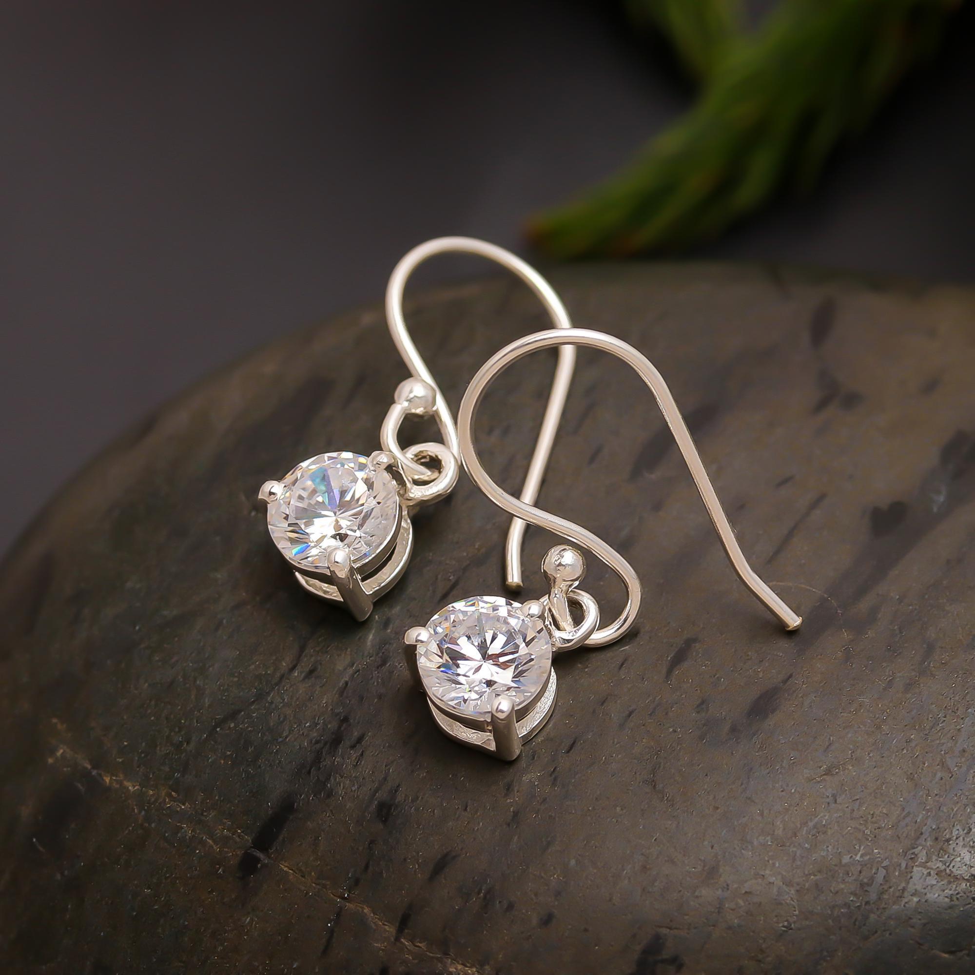 The Everyday Sparkle: Cubic Zirconia Solitaire Hook Earrings