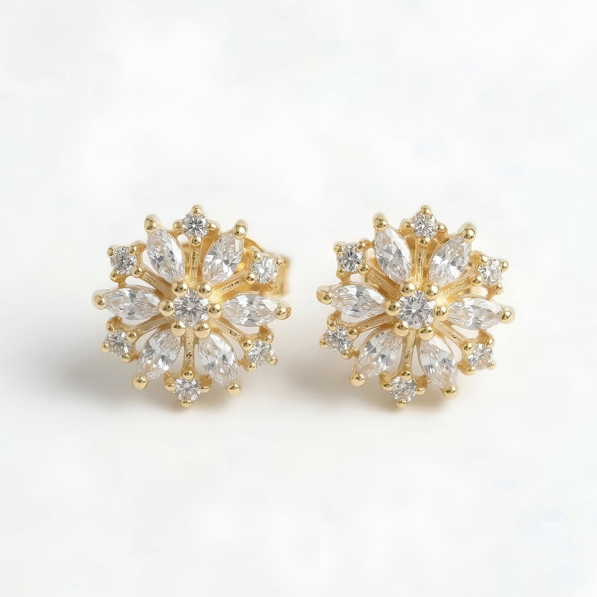 925 Silver Snowflake CZ Stud Earrings