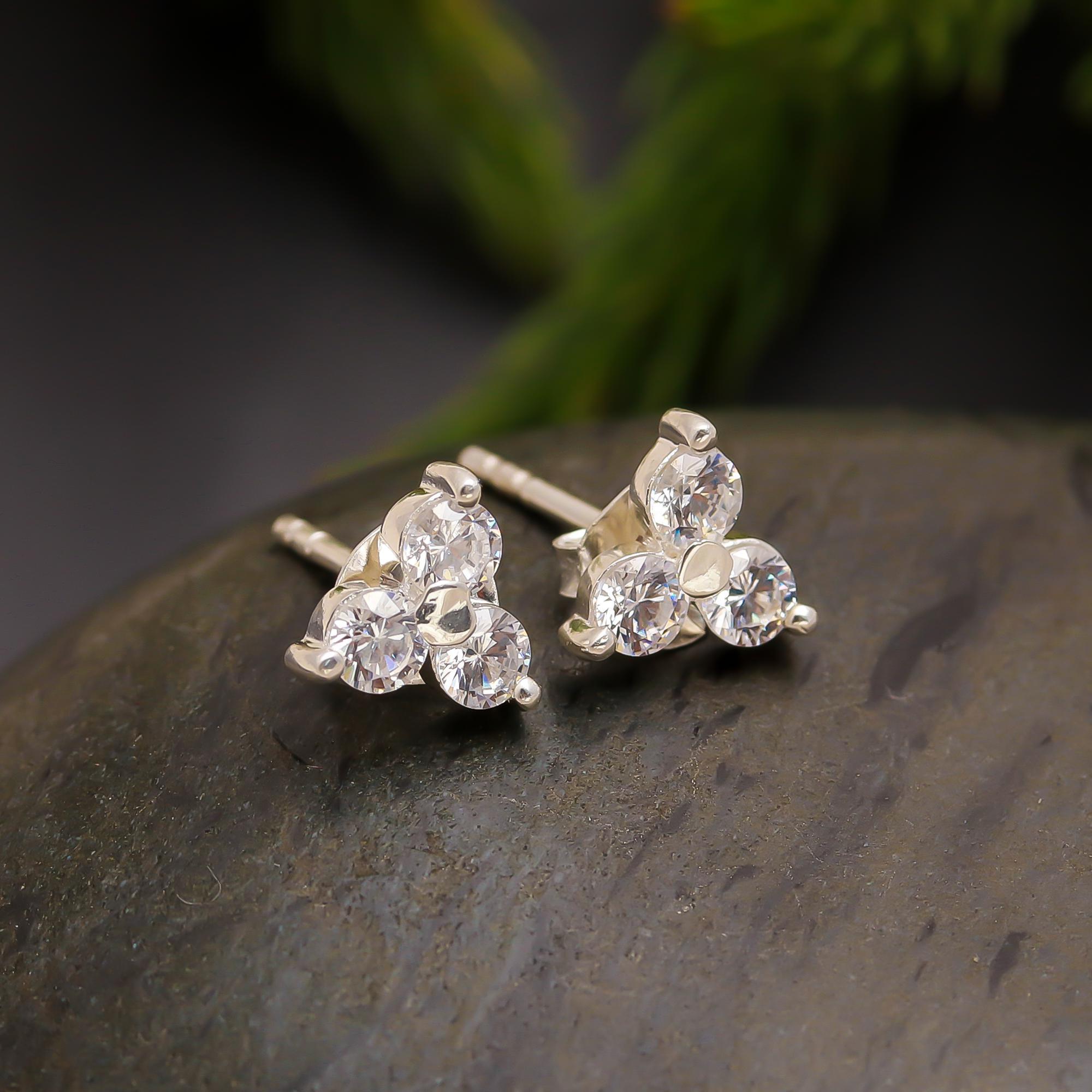 925 Silver Trio Spark Stud Earrings