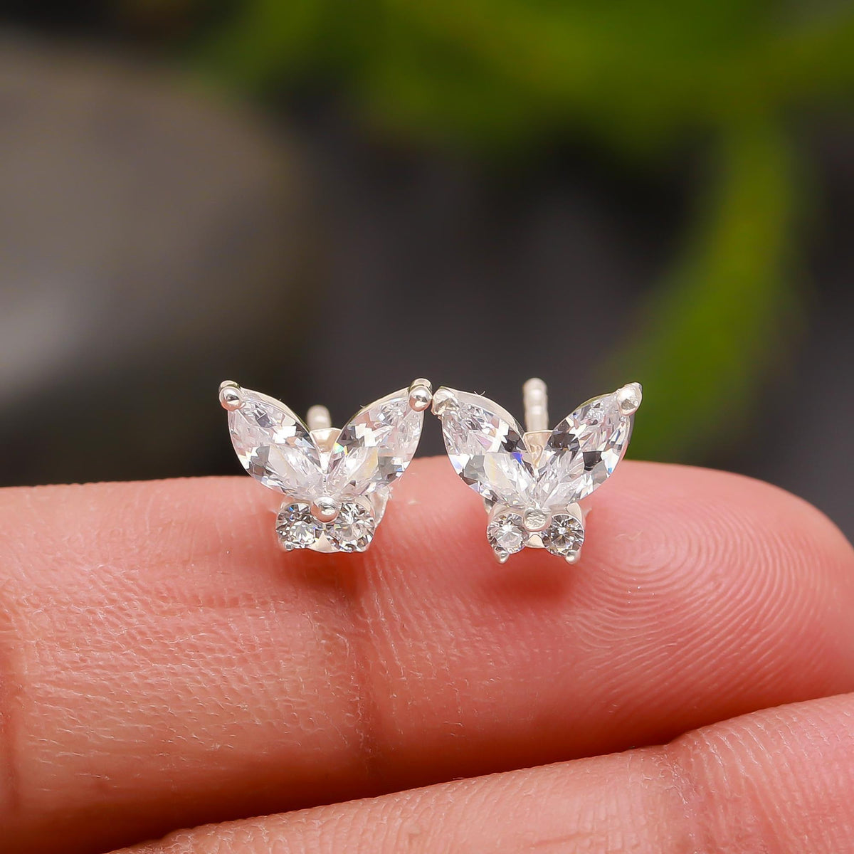 925 Silver Butterfly Spark Stud Earrings