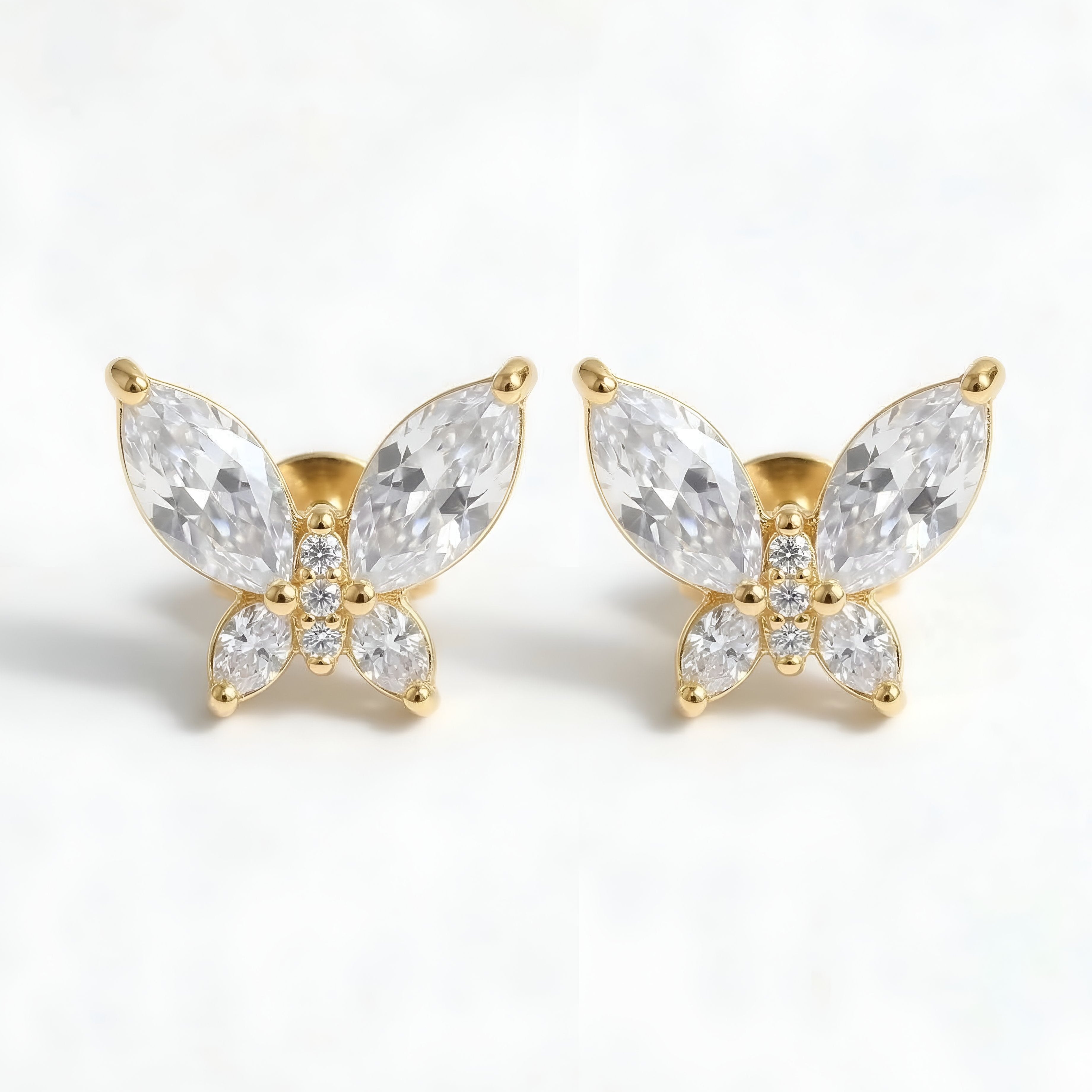 925 Silver Butterfly Spark Stud Earrings