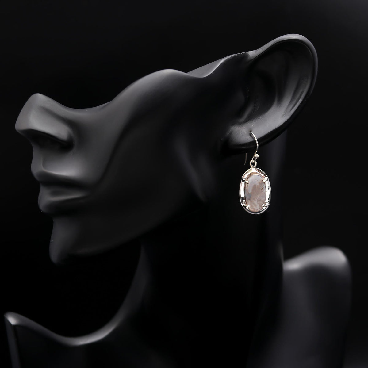 The Dendritic Mist: Scenic Agate Oval Earrings