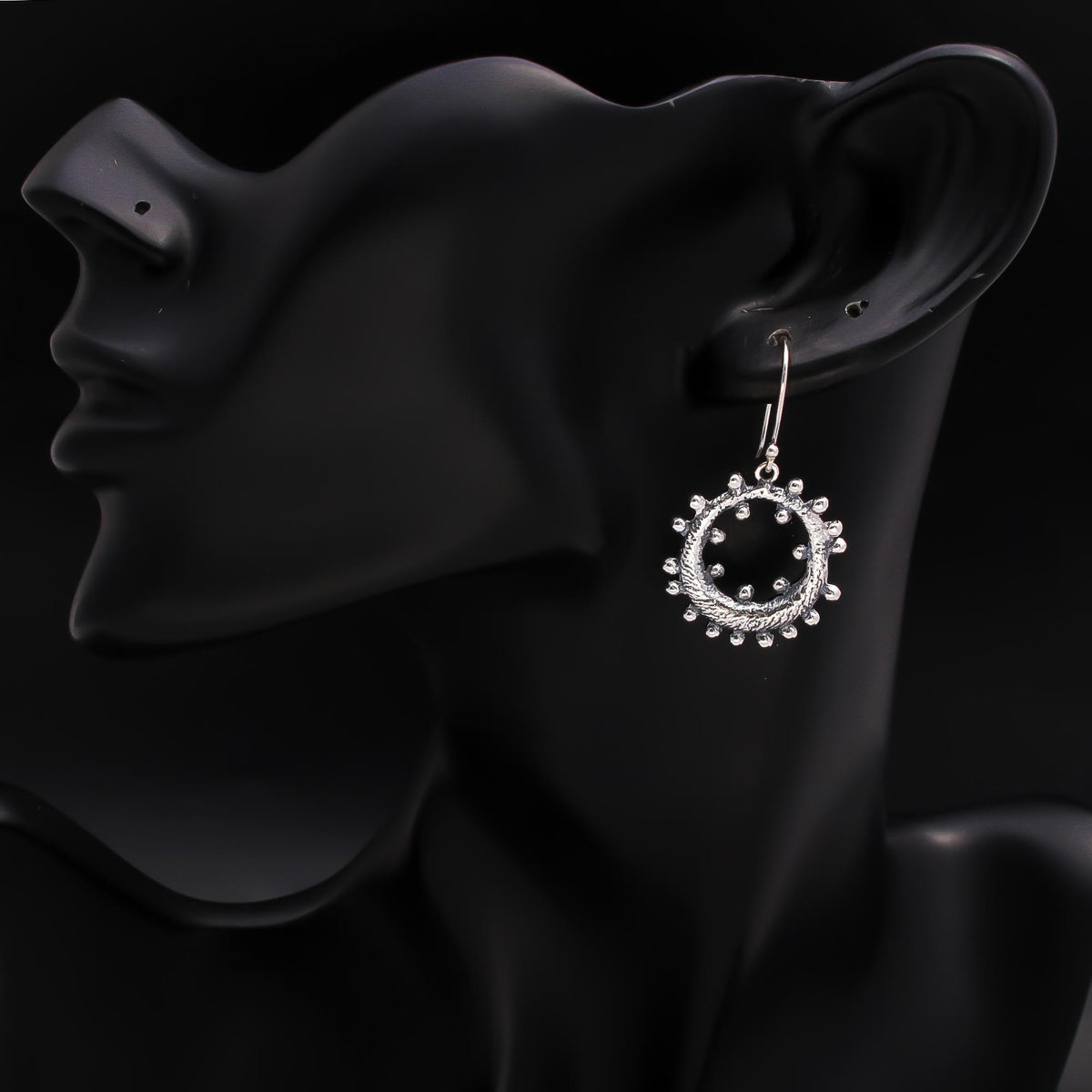925 Silver Tribal-Inspired Textured Hoop Earrings