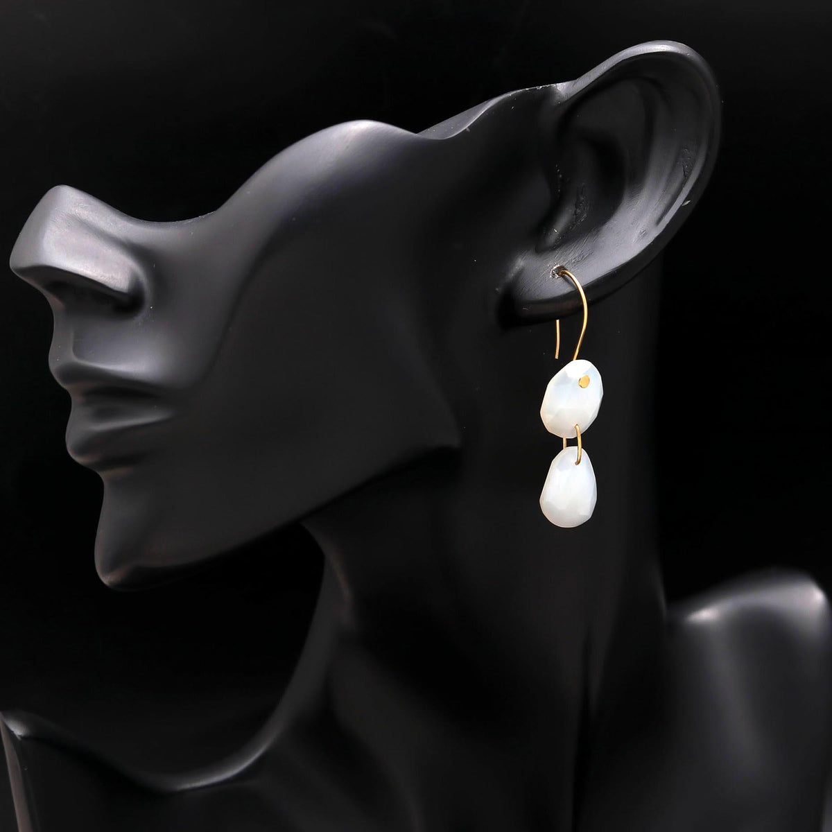 The Moonlit Drop: White Chalcedony Earrings