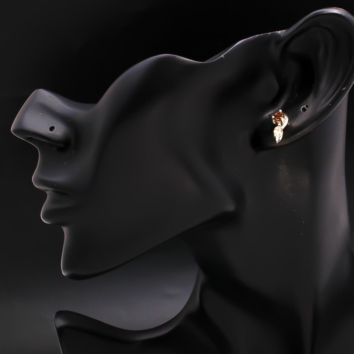 925 Silver Two-Tone Smoky Quartz & Citrine Studs Earrings