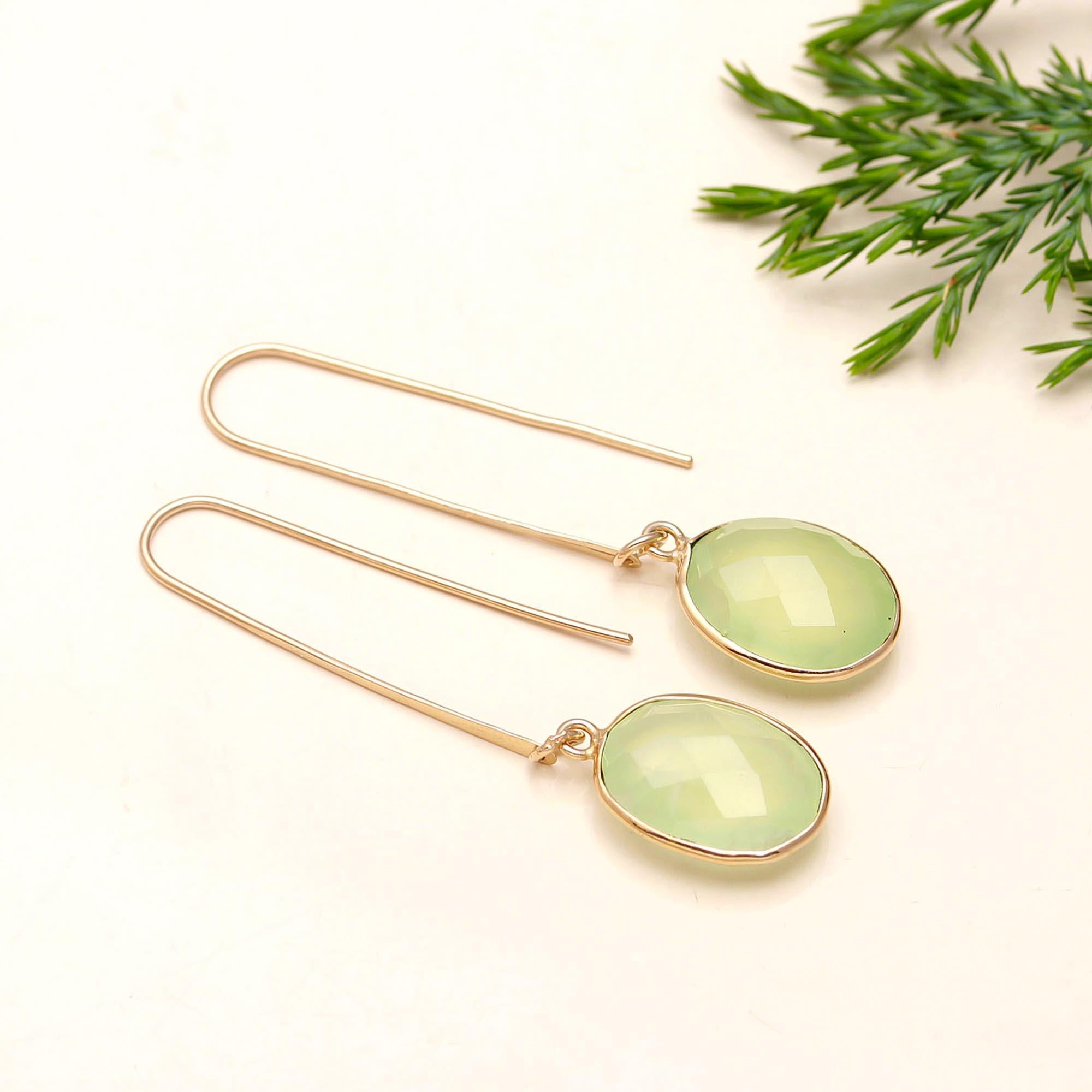 The Verdant Line: Modern Sterling Silver & Green Onyx Drop Earrings