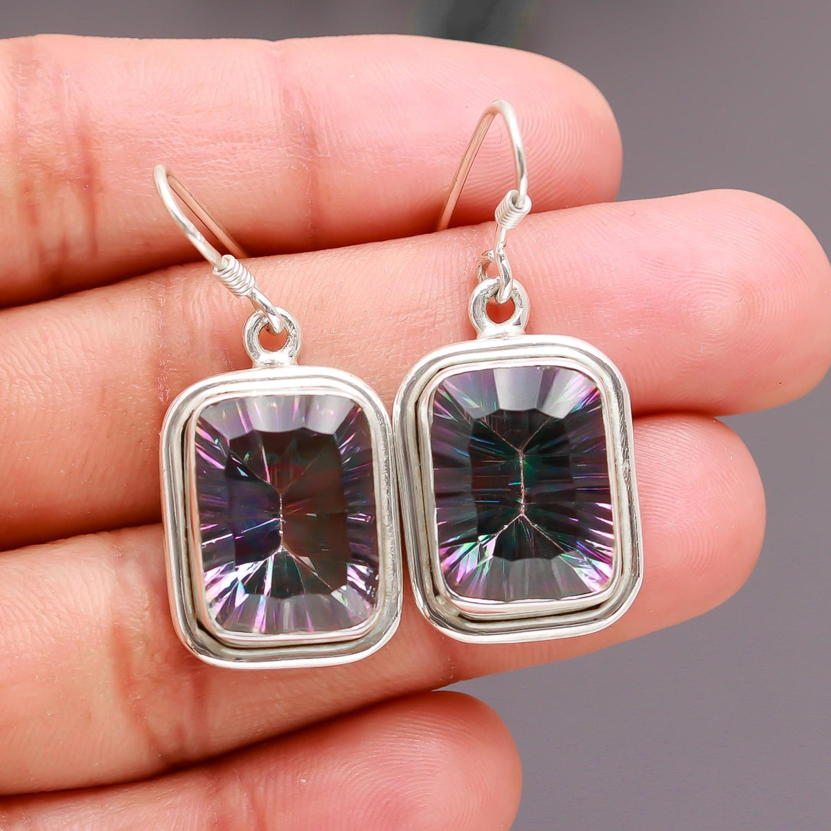 925 Silver Mystic Topaz Drop Earrings