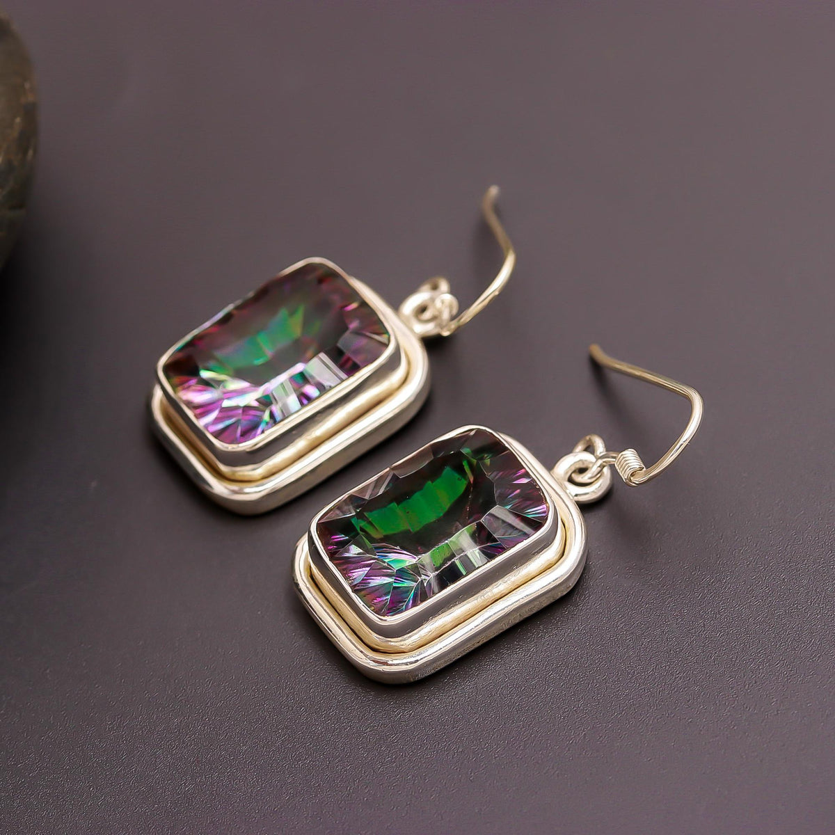 925 Silver Mystic Topaz Drop Earrings