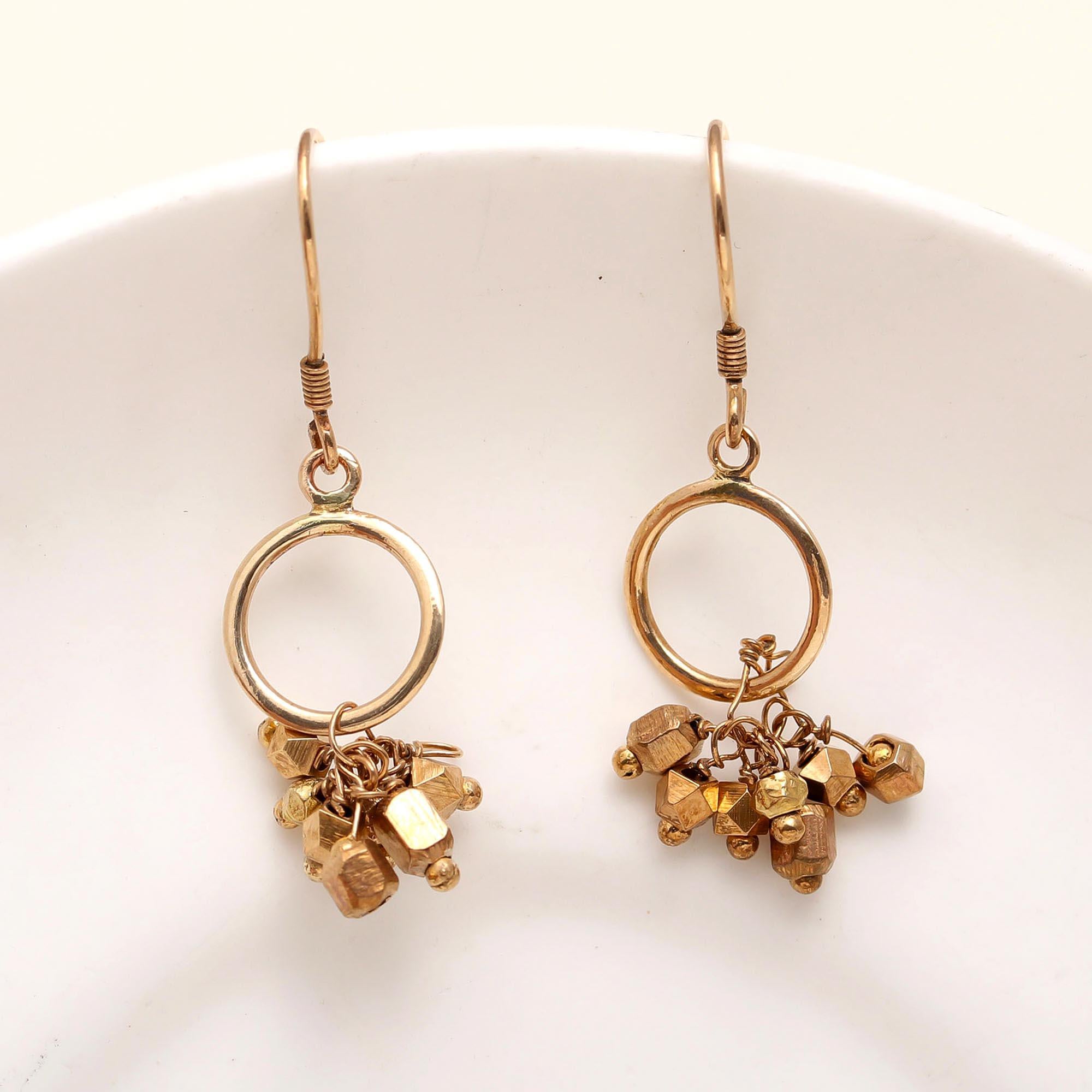 The Golden Nugget Cluster: Faceted Bead Drop Earrings