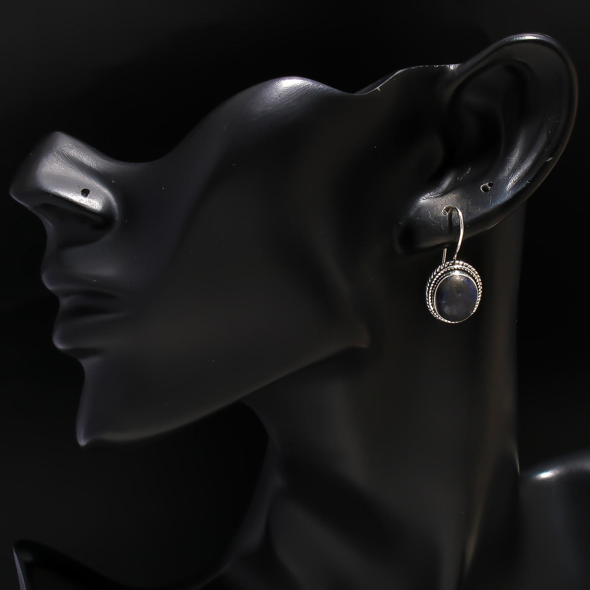 925 Silver Oval Lapis Lazuli Drop Earrings