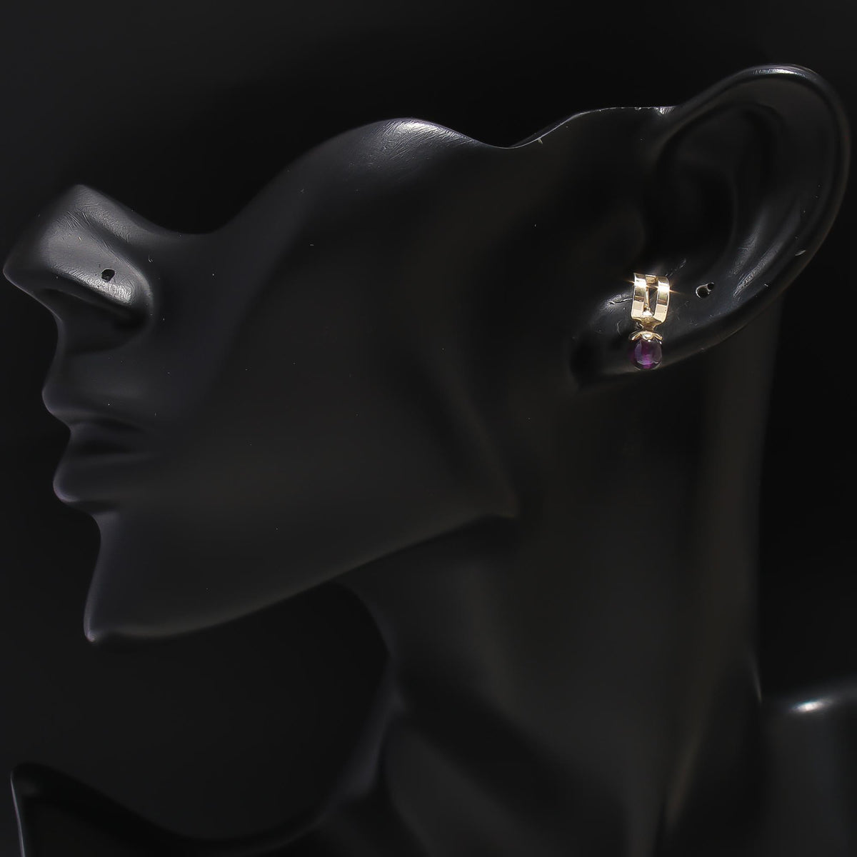 925 Silver Amethyst Dangle Bar Stud Earrings