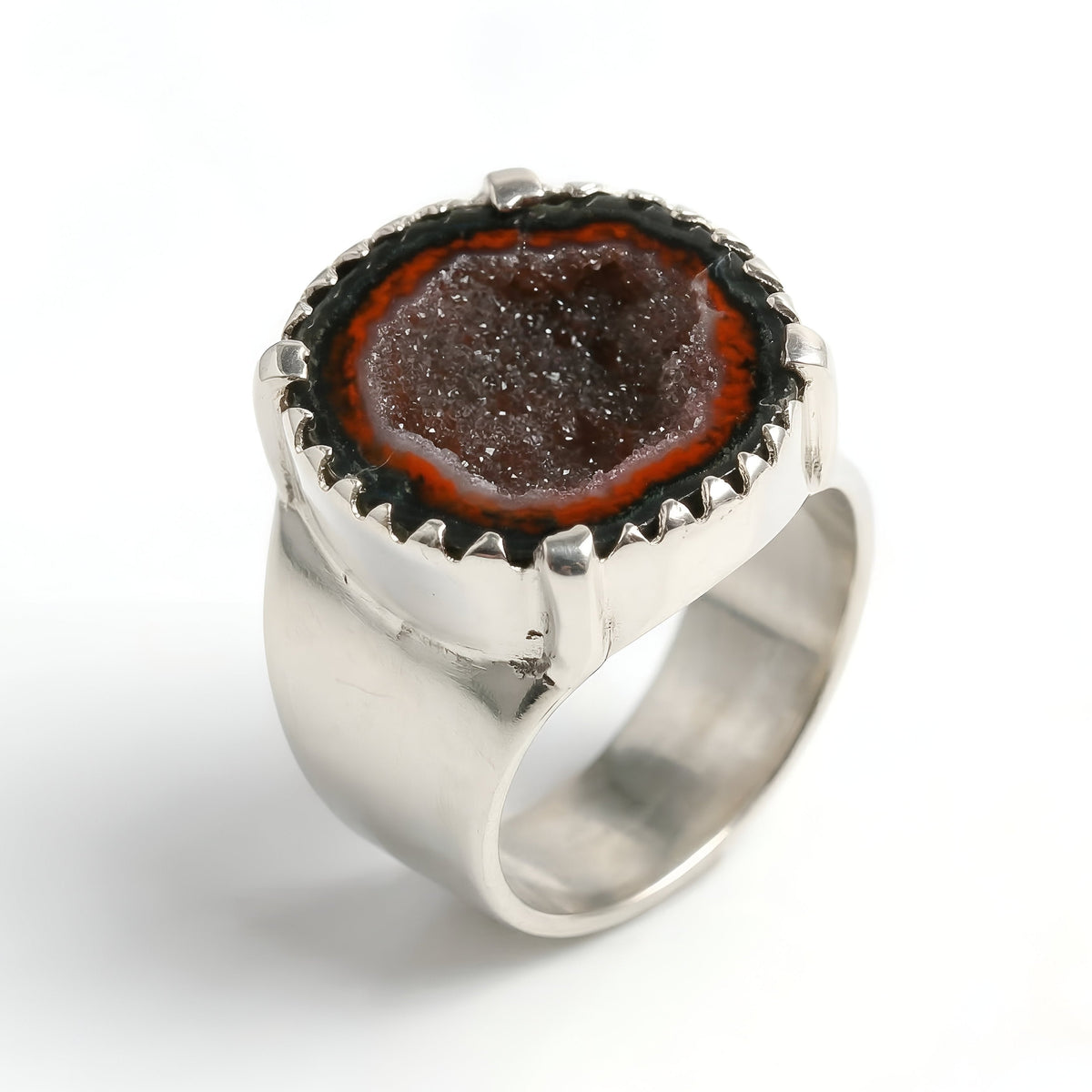 925 Silver Raw Geode Druzy Statement Ring