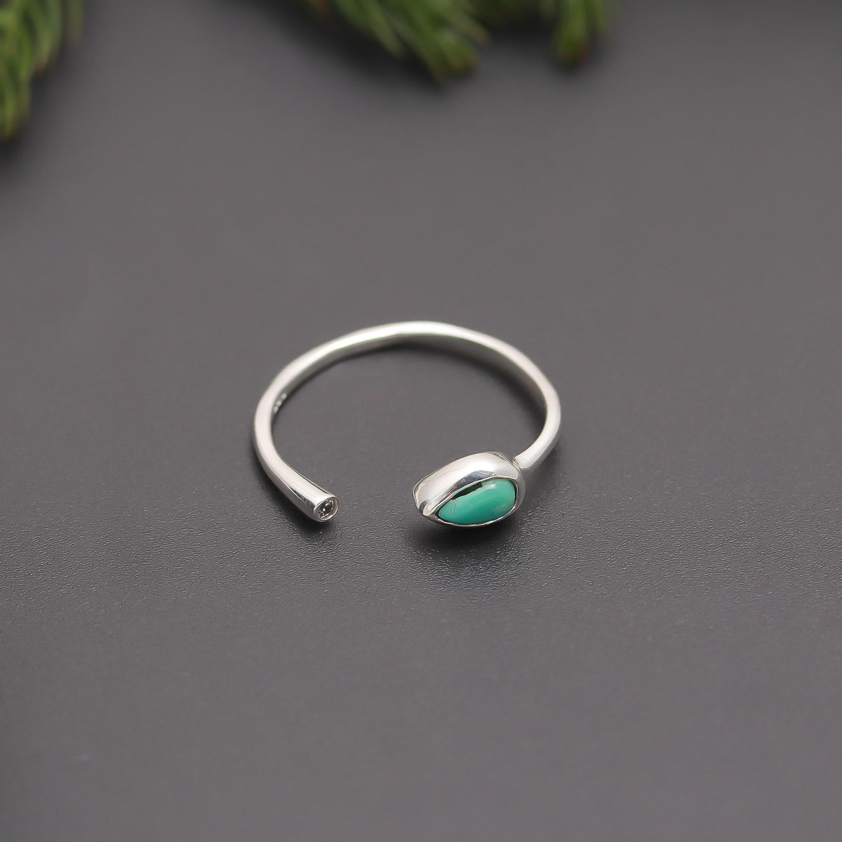 Sterling Silver Turquoise Open Band Stacking Ring