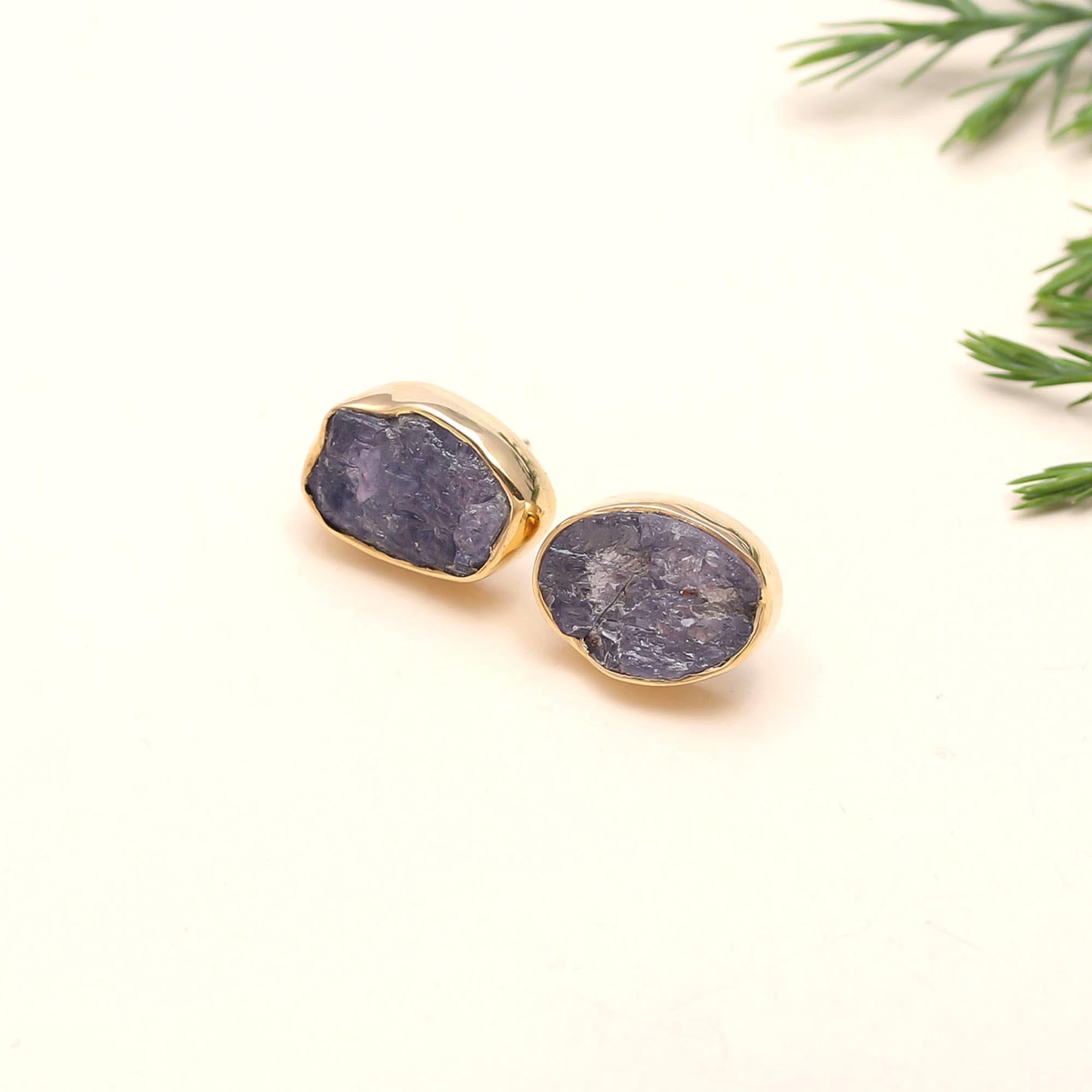 The Raw Violet: Rough Tanzanite Studs