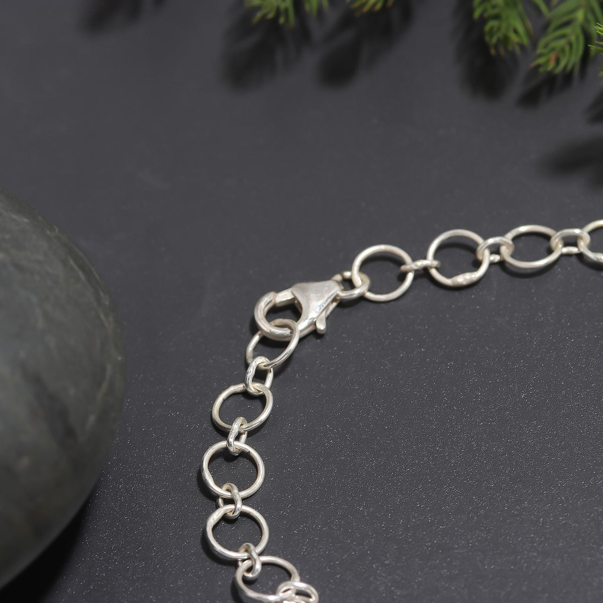 925 Silver Oval Amber Link Bracelet