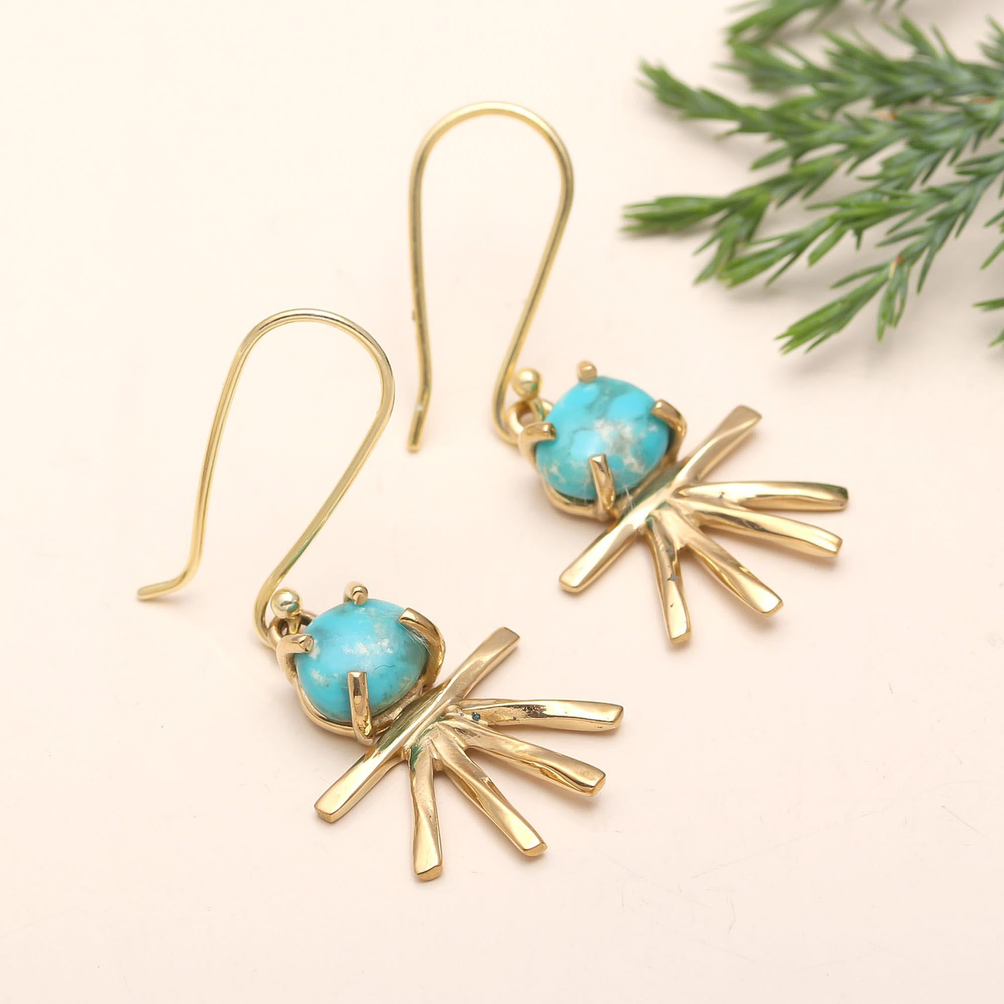 The Solar Turquoise: Ray Fringe Drop Earrings