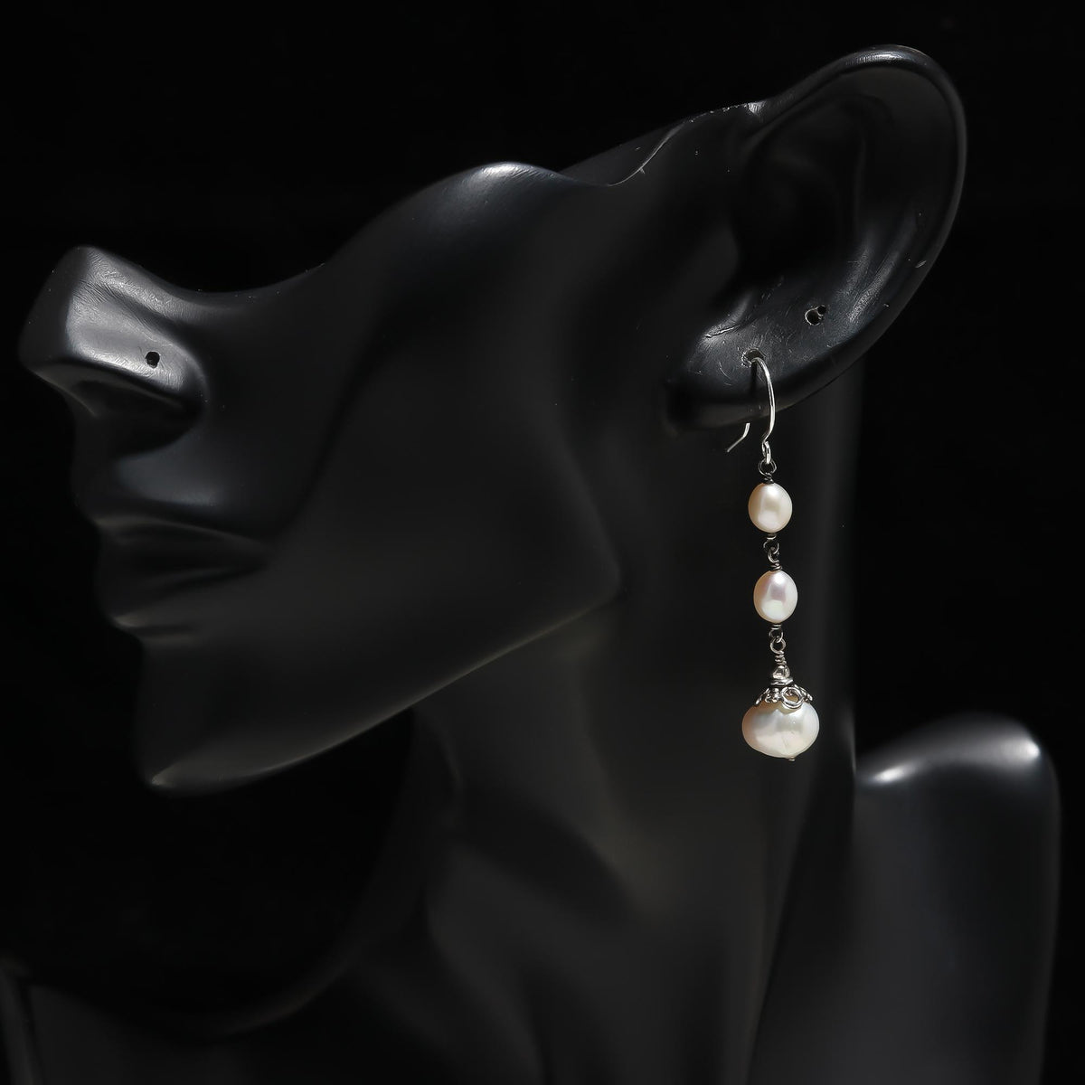 925 Silver Pearl Long Dangle Earrings