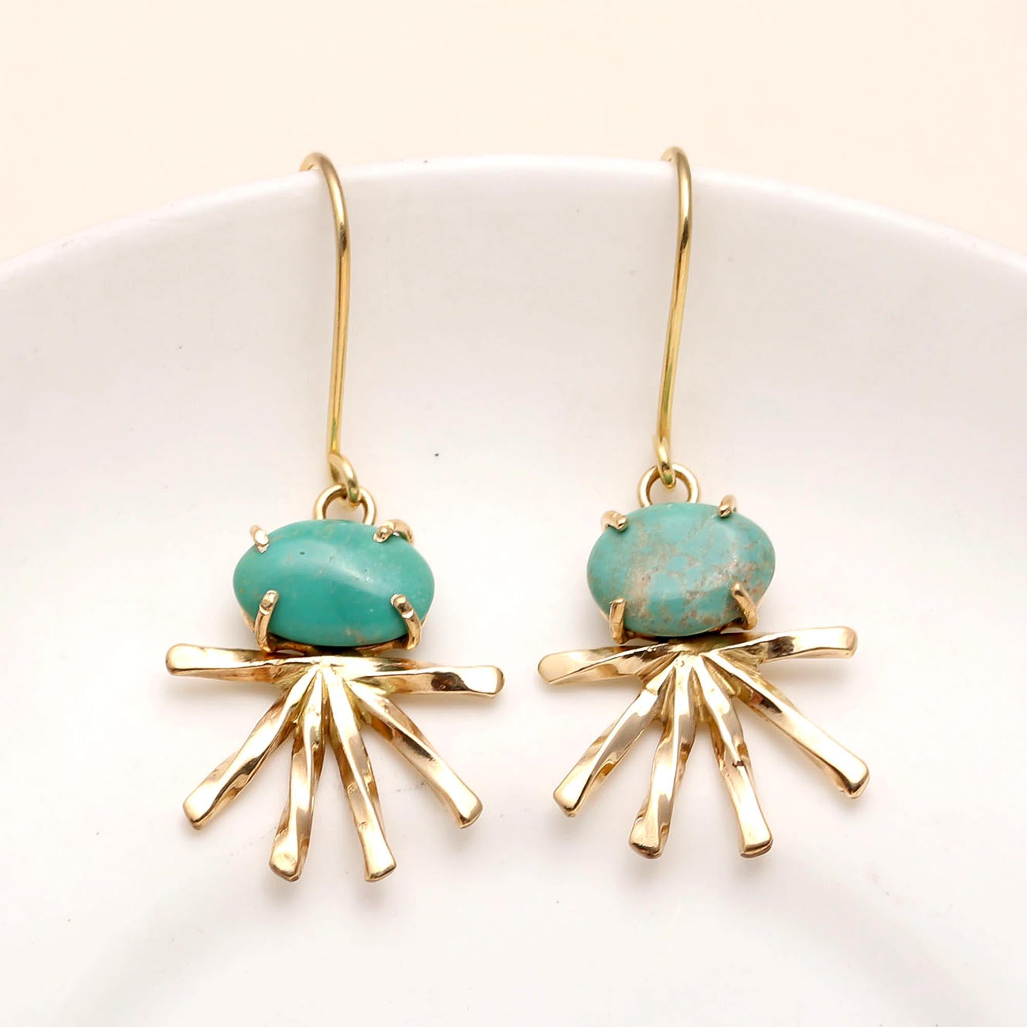 The Solar Turquoise: Ray Fringe Drop Earrings