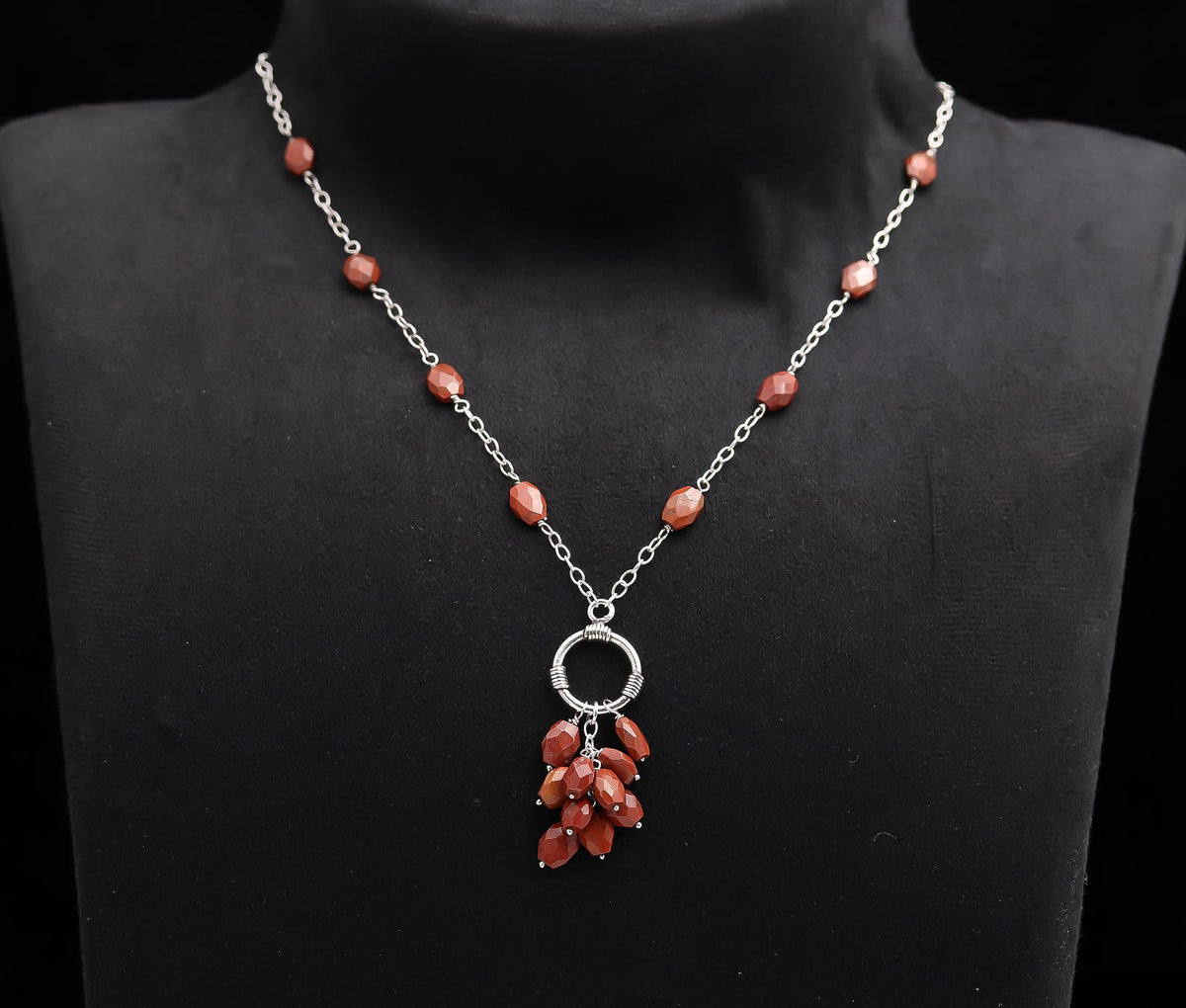 925 Silver Red Jasper Pendant Necklace