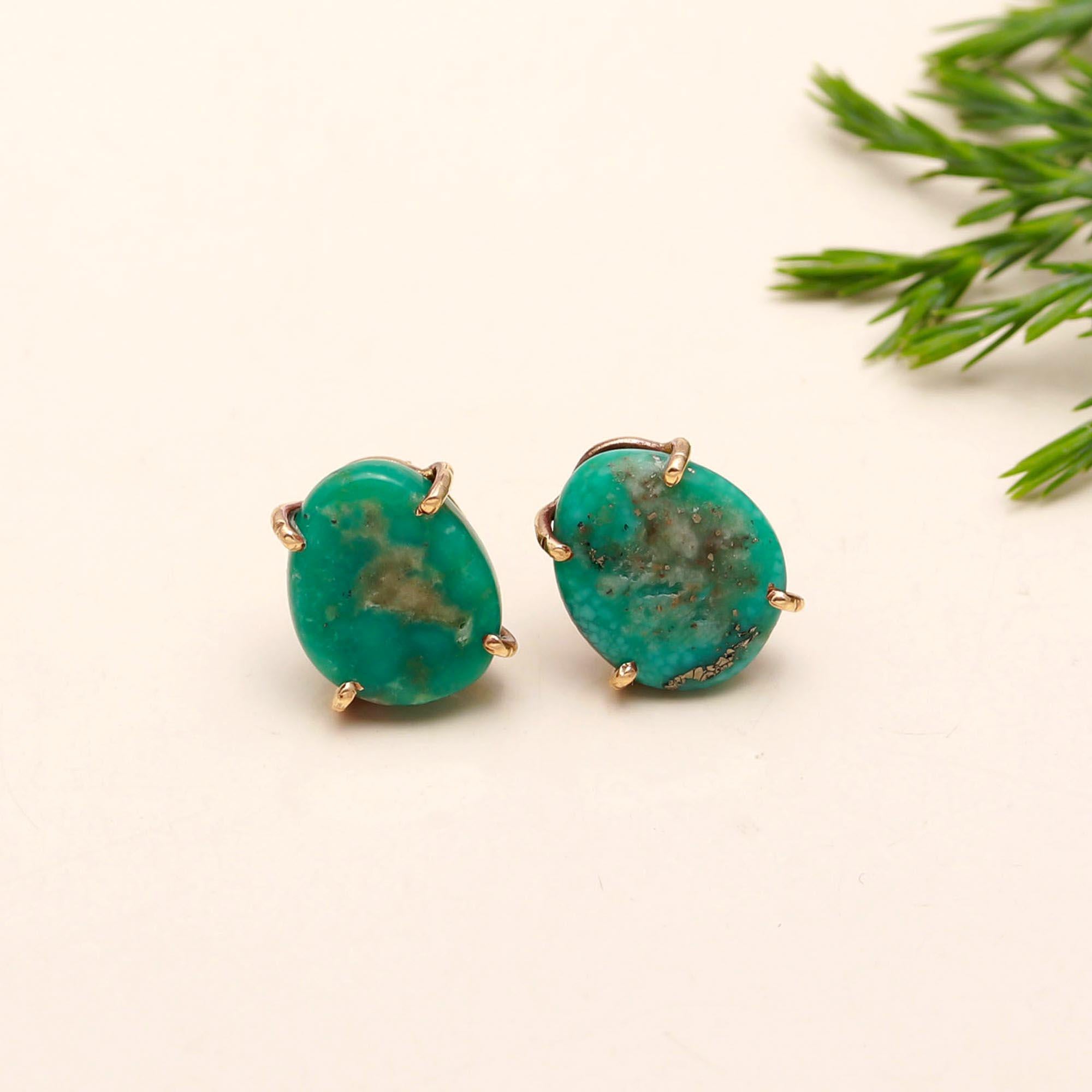 The Turquoise Pebble: Organic Claw Stud Earrings