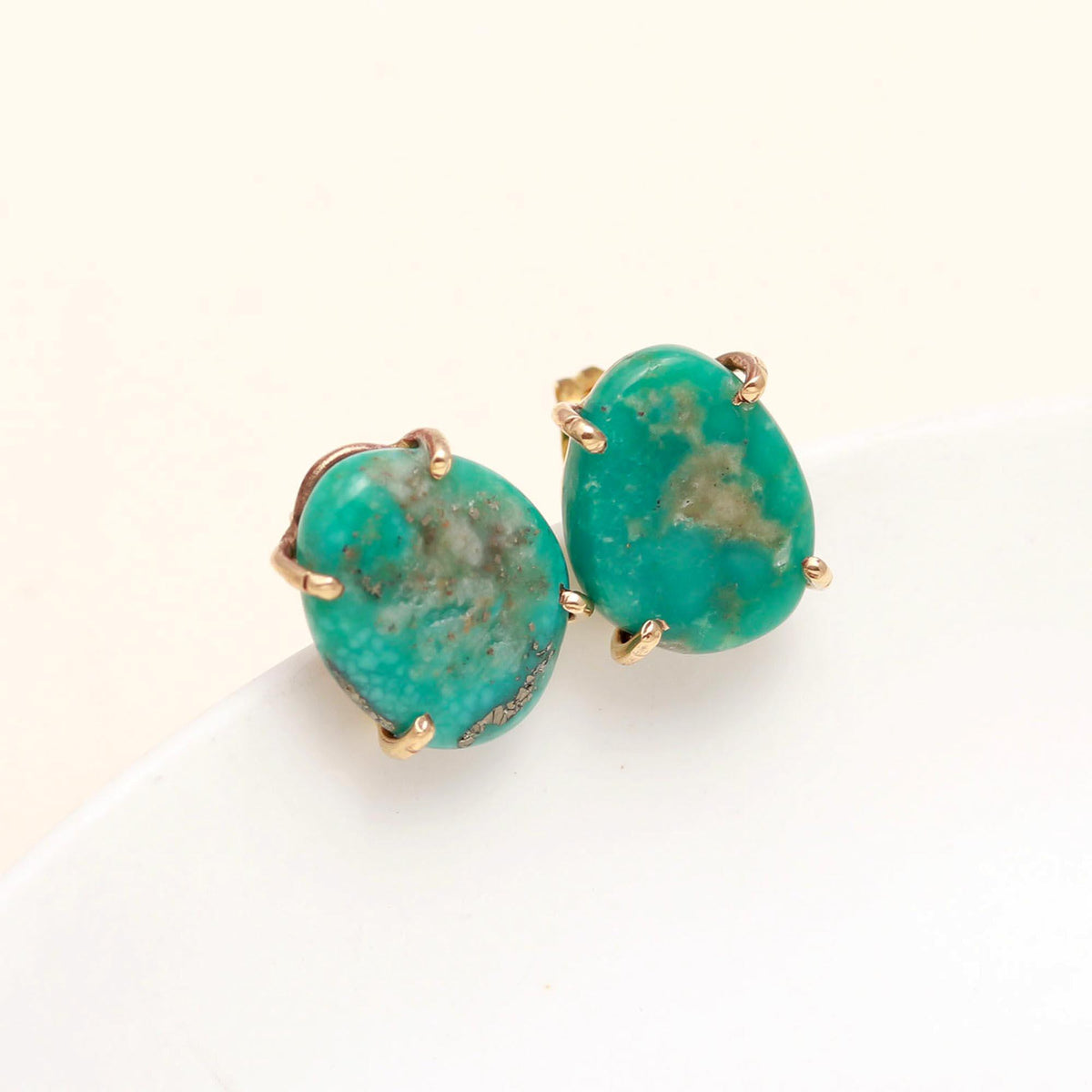 The Turquoise Pebble: Organic Claw Stud Earrings