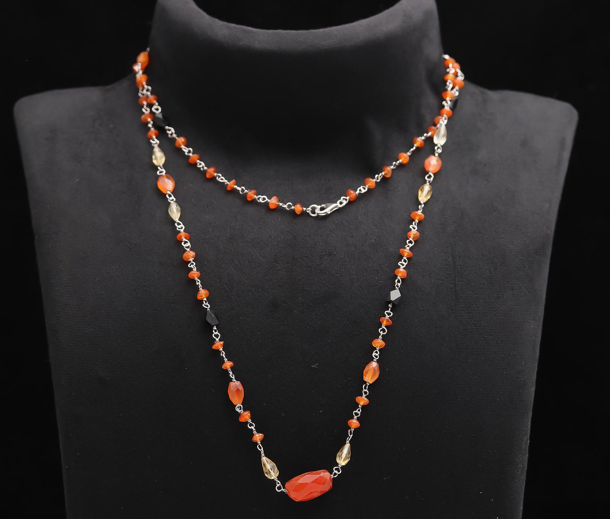 925 Silver Multi-Gemstone Beaded Long Necklace