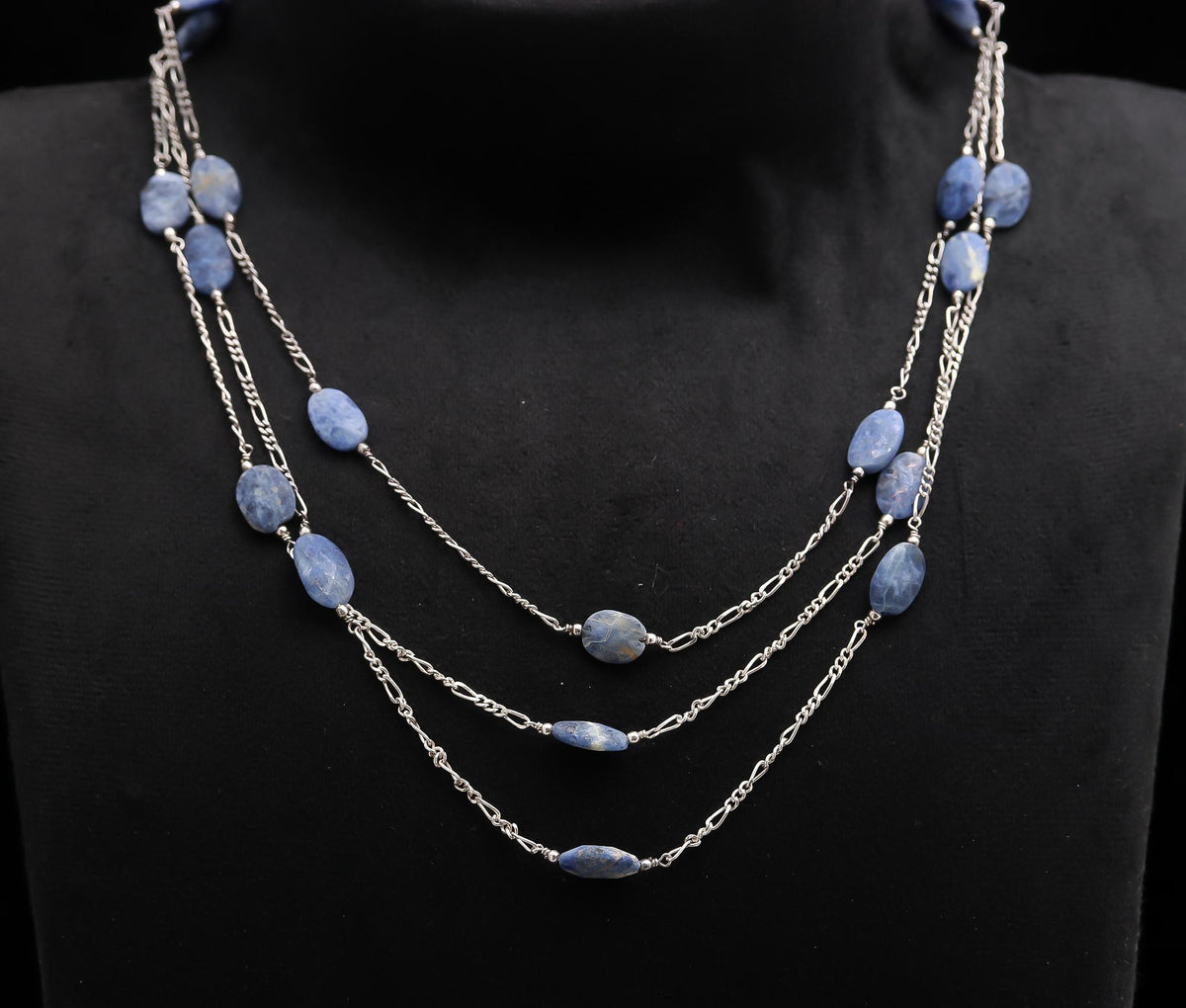 925 Silver Kyanite Beads Multi-Layer Necklace