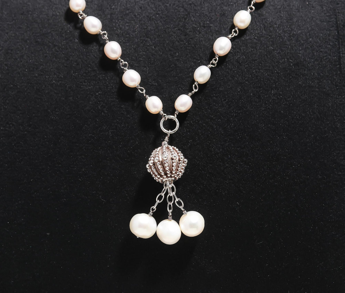 925 Silver Freshwater Pearl Beaded Necklace
