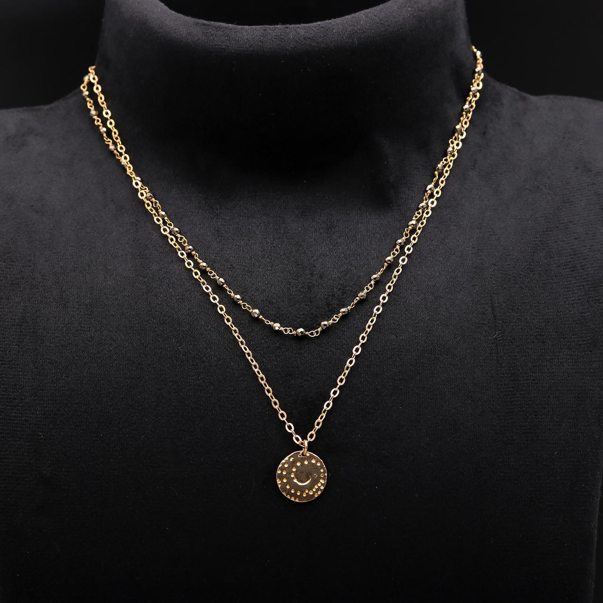 The Golden Texture: Layered Disc & Bead Necklace
