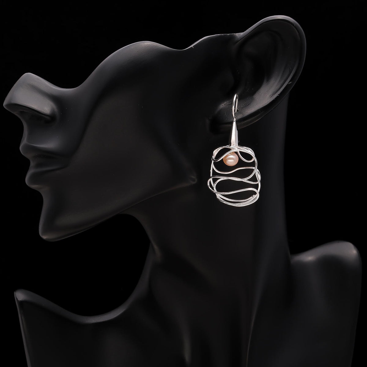 The Pearl Nest: Silver Wire Wrapped Pearl Earrings