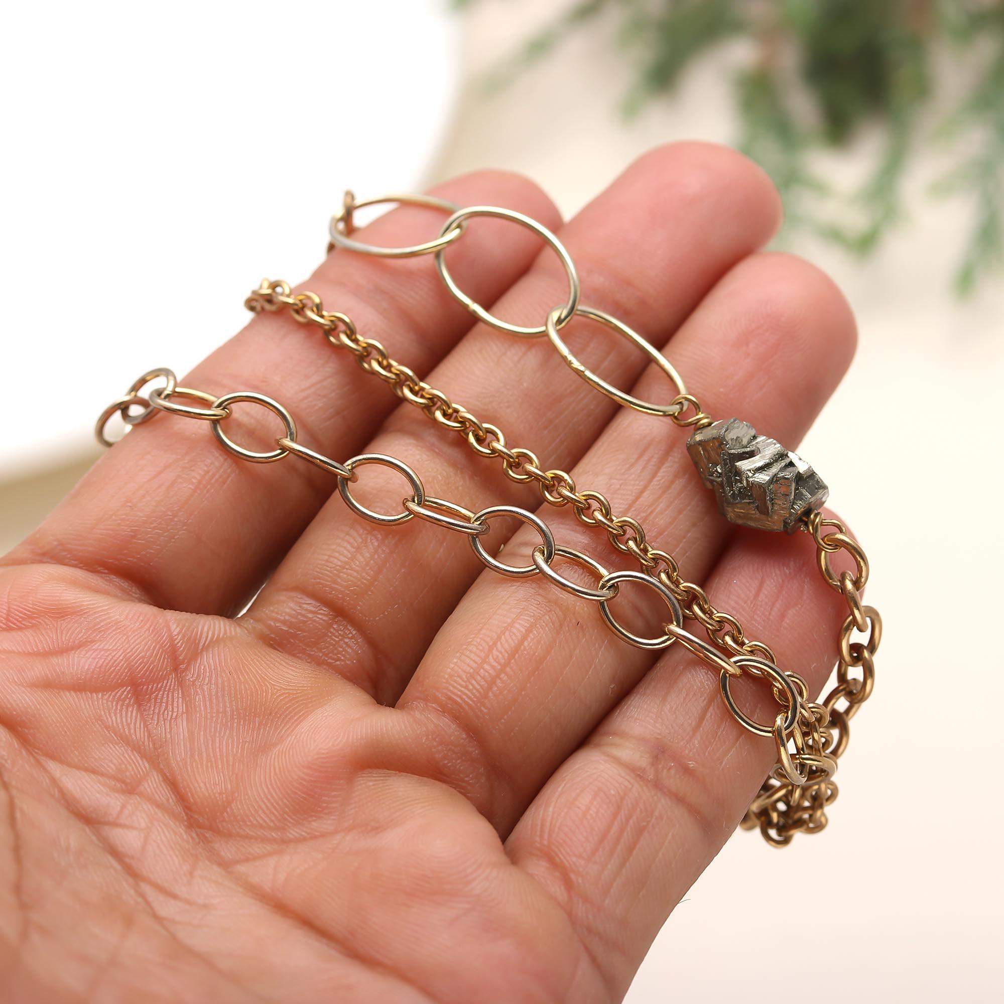 The Industrial Chic: Raw Pyrite Multi-Link Bracelet