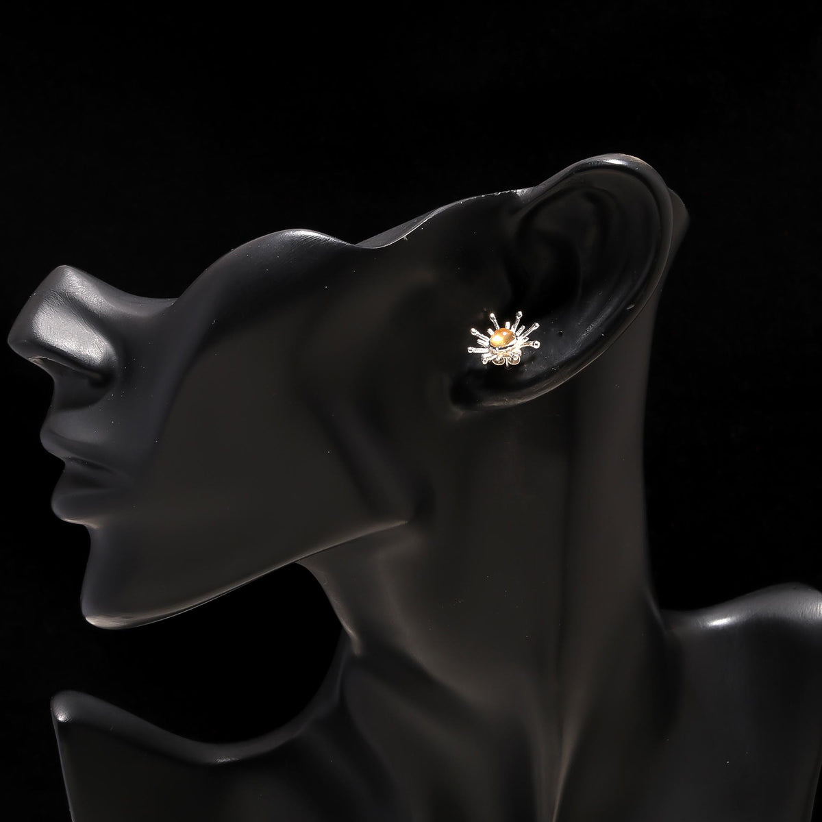 The Citrine Sunburst: Radiant Star Silver Studs