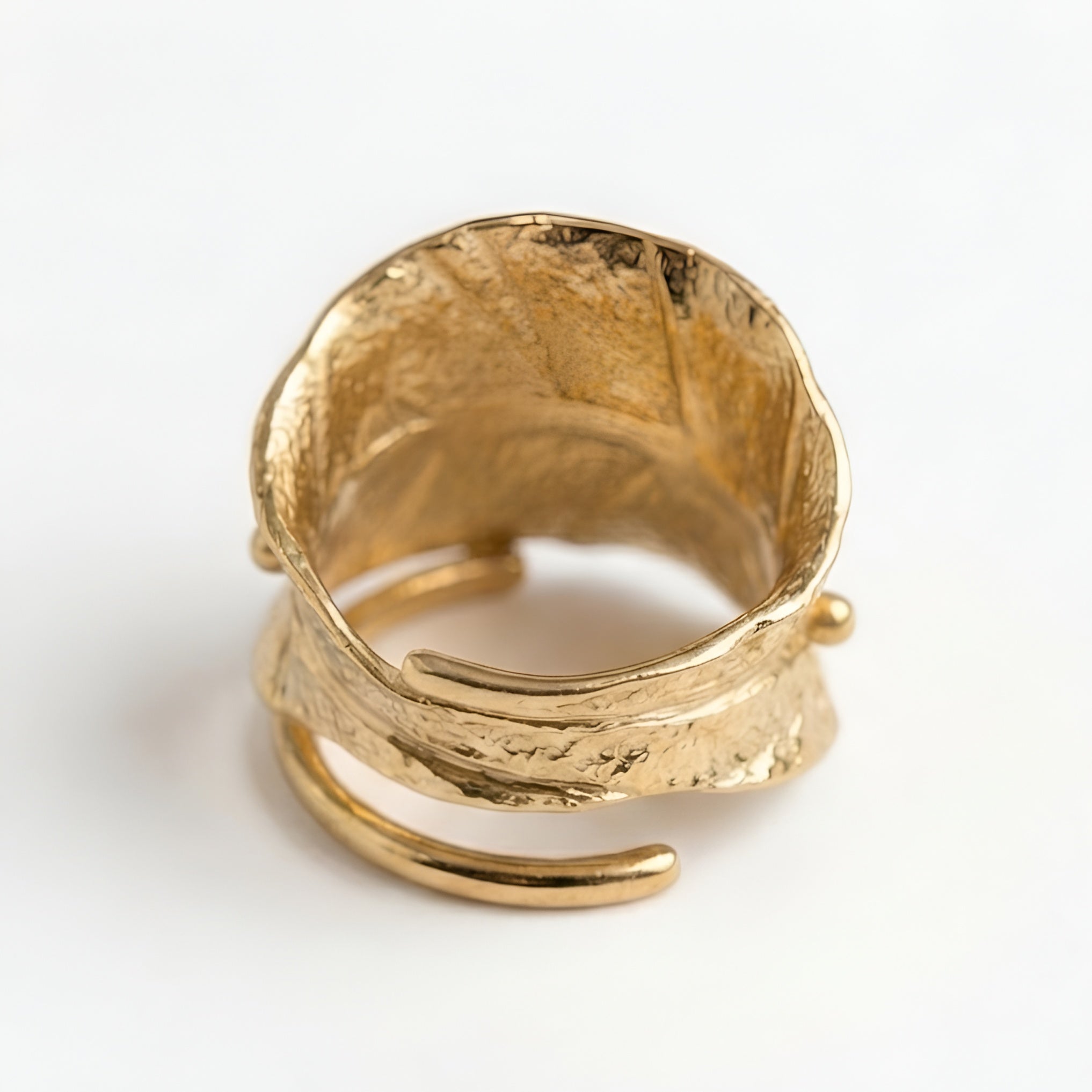 The Gaia Fold: Hammered Leaf Wrap Ring