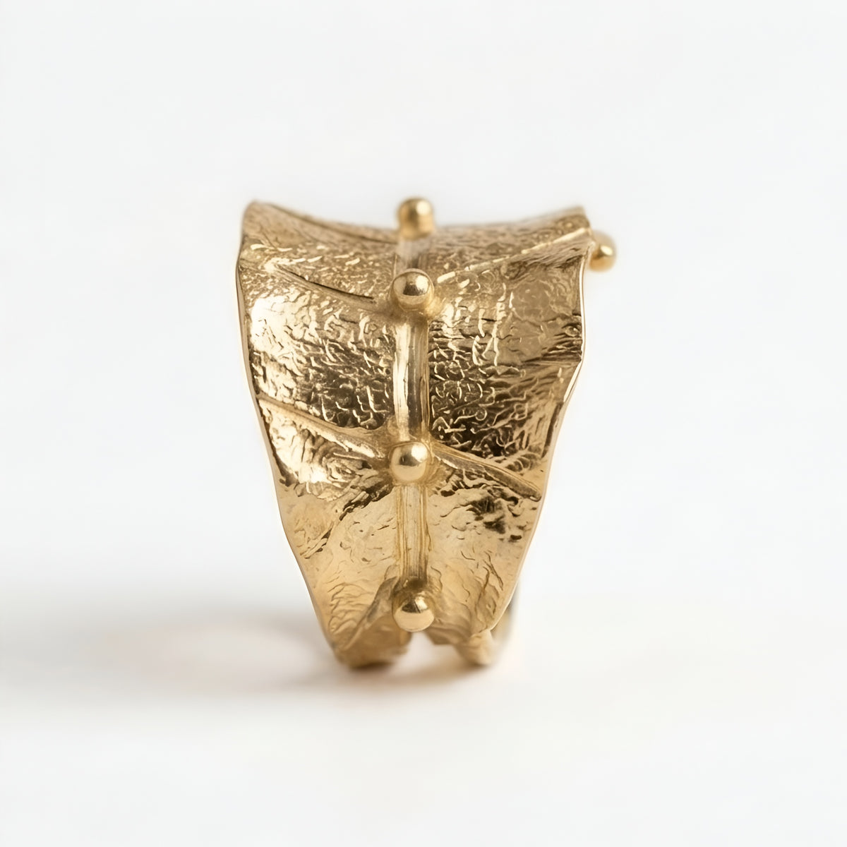 The Gaia Fold: Hammered Leaf Wrap Ring