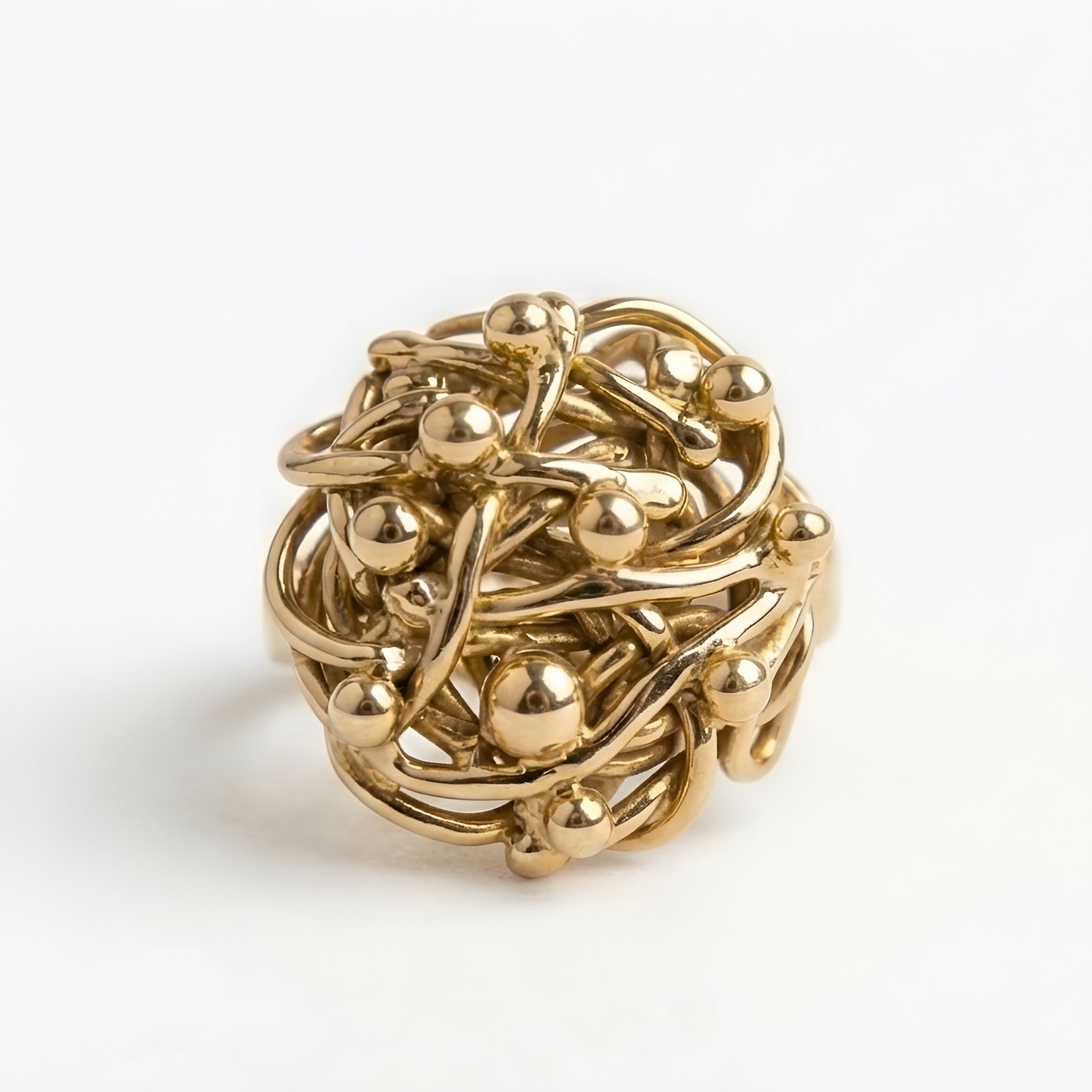 The Gordian Knot: Twisted Wire Ball-Tip Cluster Ring