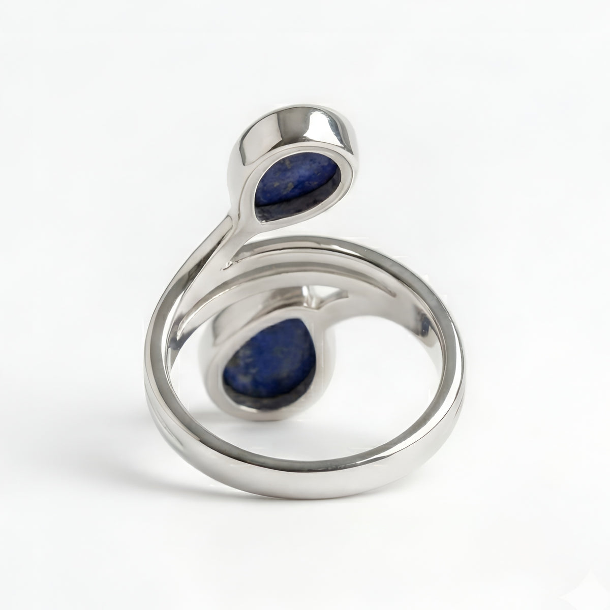 The Nile Coil: Silver Lapis Lazuli Wrap Bypass Ring