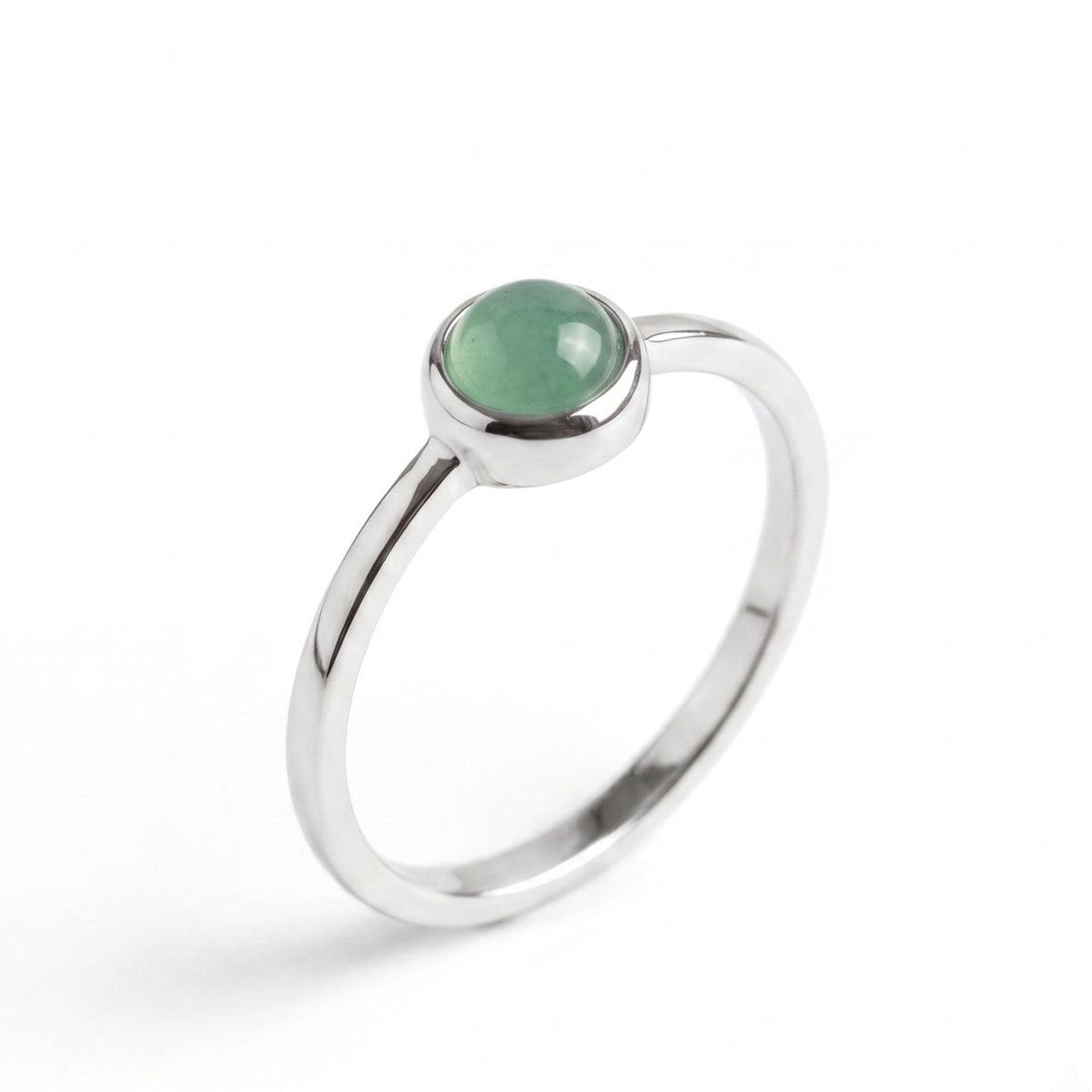 The Serene Circle: Green Aventurine Solitaire Ring