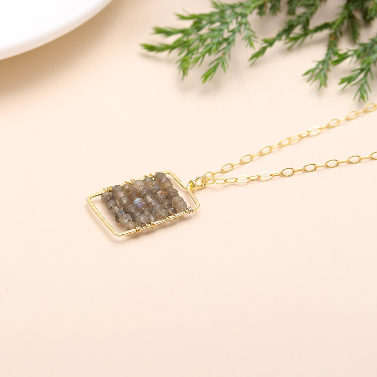The Mystic Frame: Wire Wrapped Labradorite Pendant