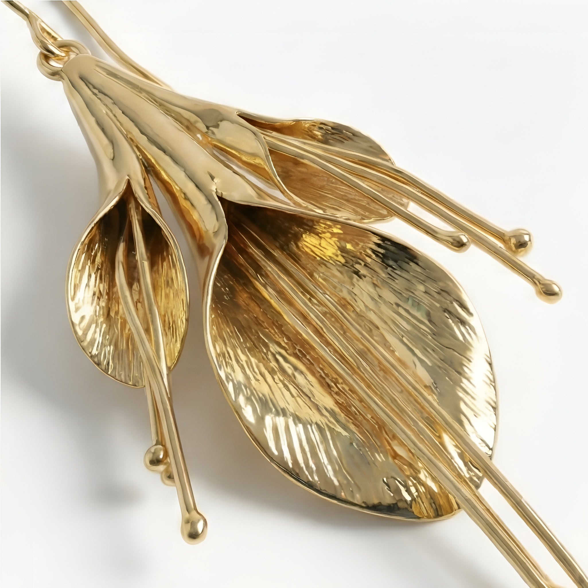 The Calla Reverie: Gold Multi-Petal Lily Drop Earrings