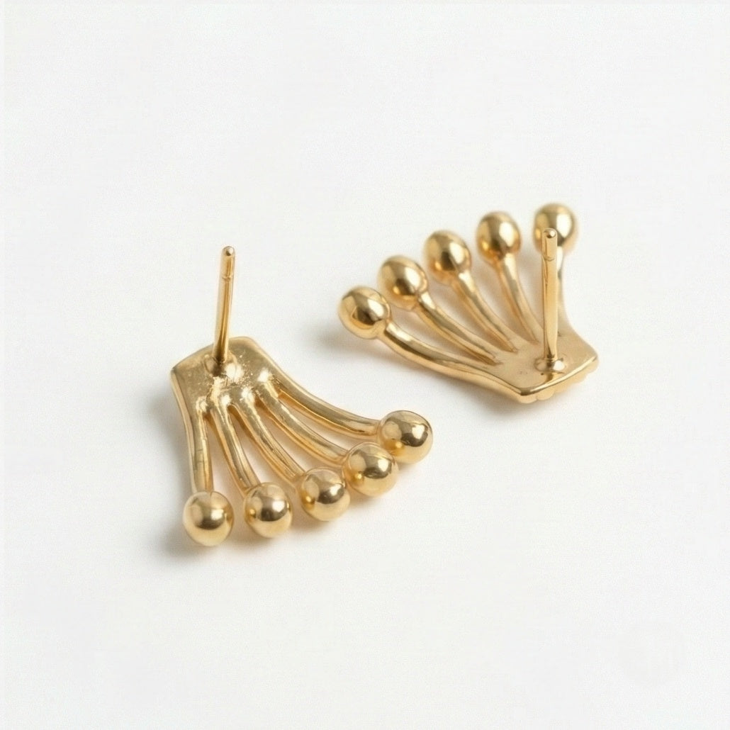 The Crown Stud: Gold Five-Point Crown Earrings
