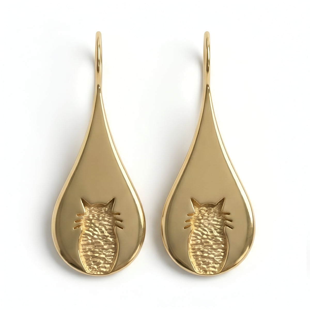 The Bastet Teardrop: Cat Silhouette Drop Earrings