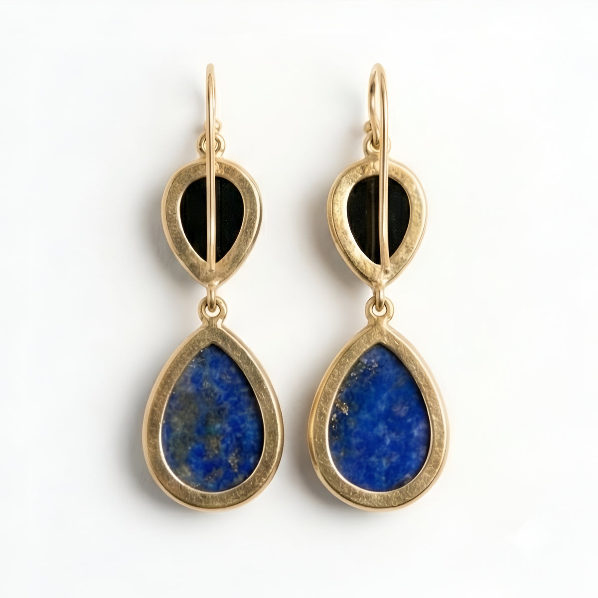 The Midnight Duality: Lapis Lazuli & Black Onyx Drop Earrings