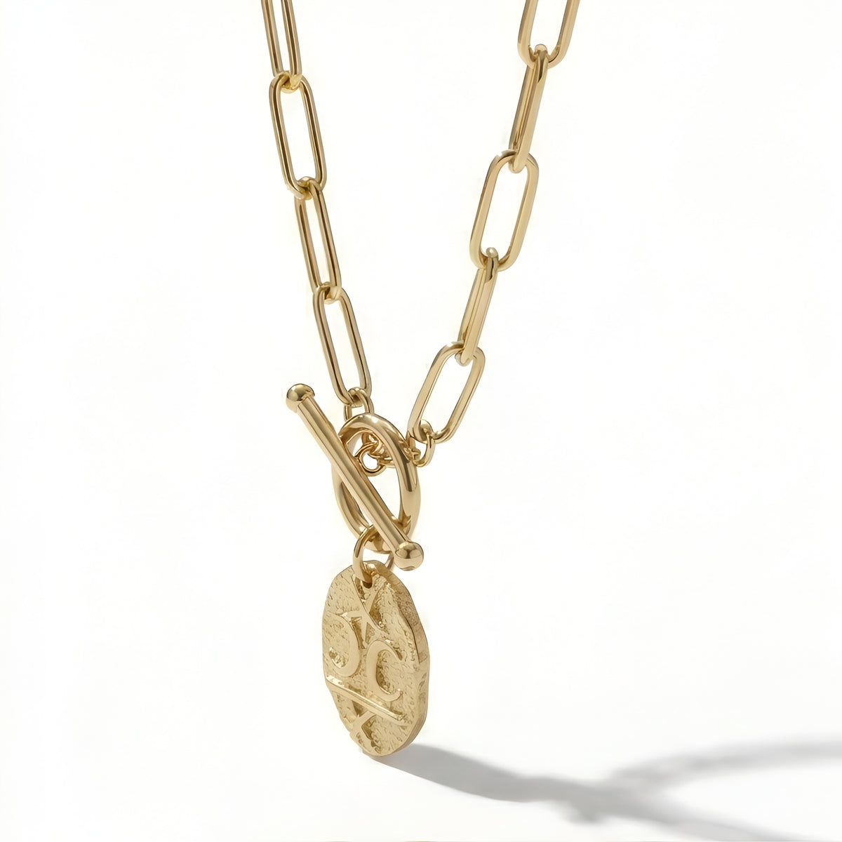 The Alchemist's Seal: Celestial Medallion Paperclip Necklace