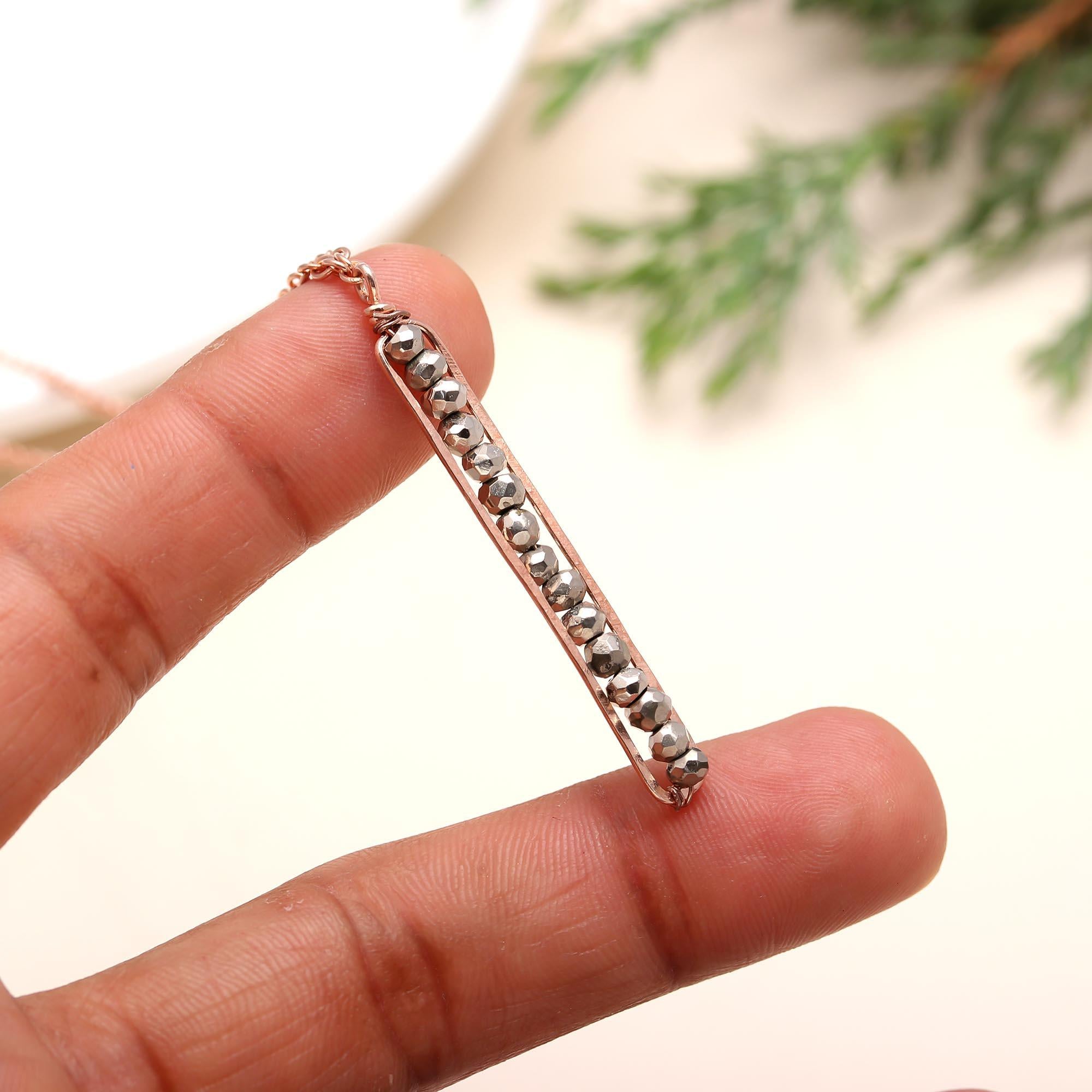 The Horizon Line: Rose Gold Wire Wrapped Pyrite Bar