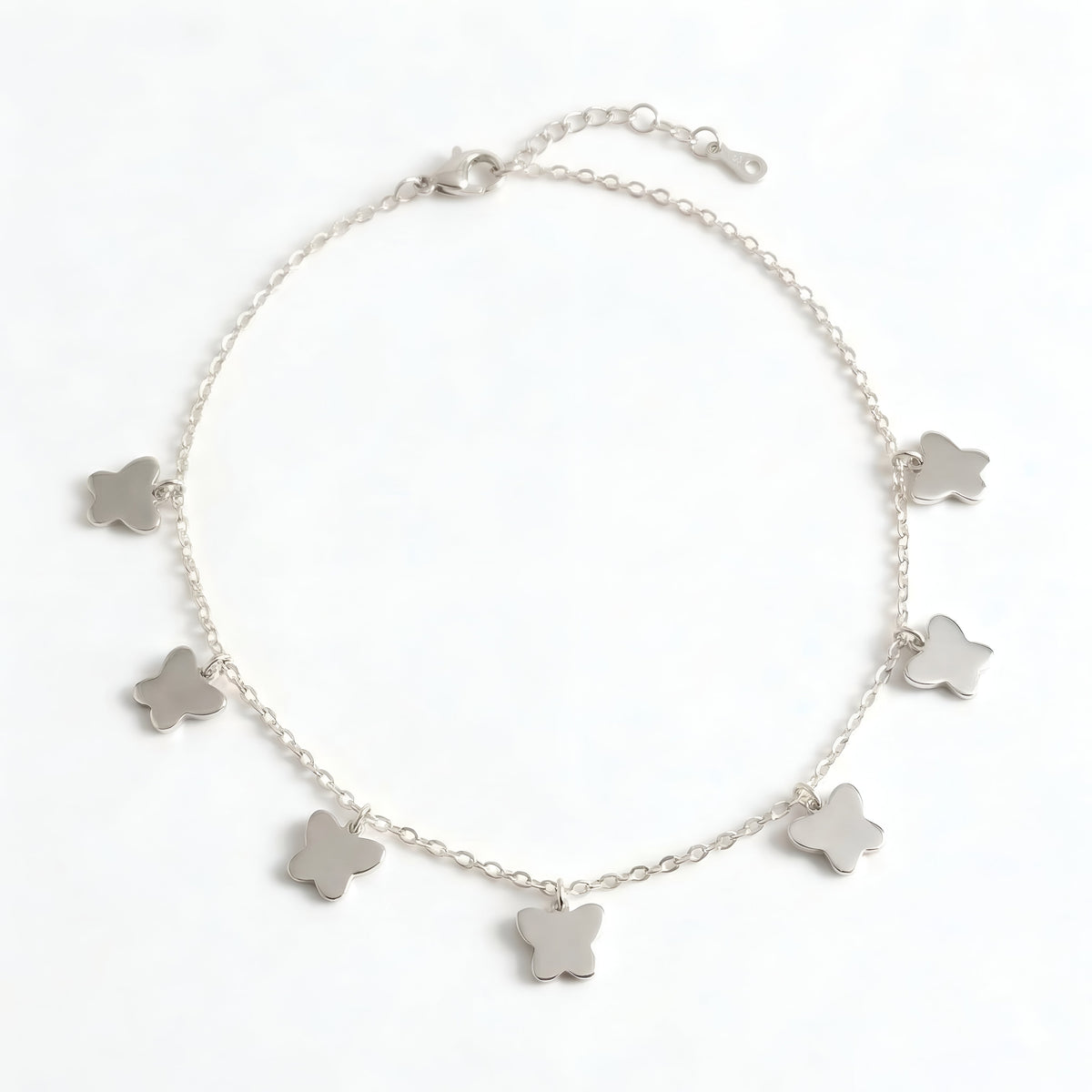 The Silver Flight: Solid Butterfly Charm Necklace